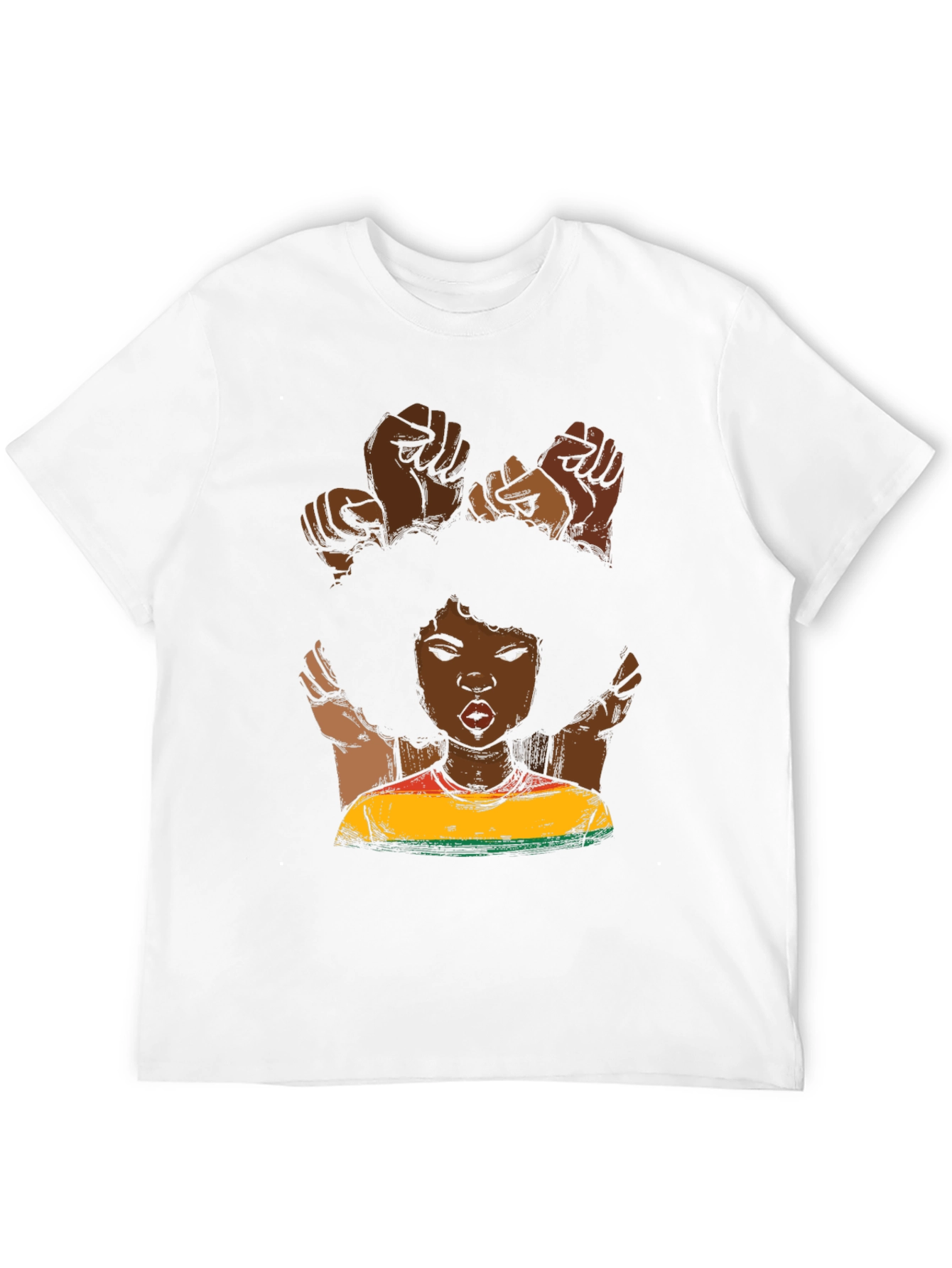 Black Power Fist Afro Woman Graphic Tee