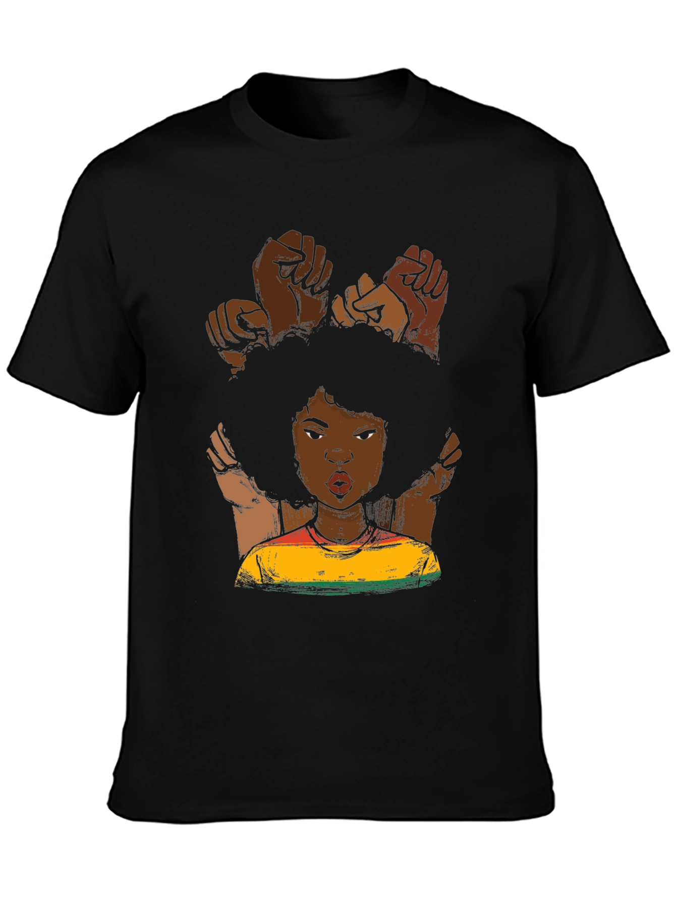 Black Power Fist Afro Woman Graphic Tee