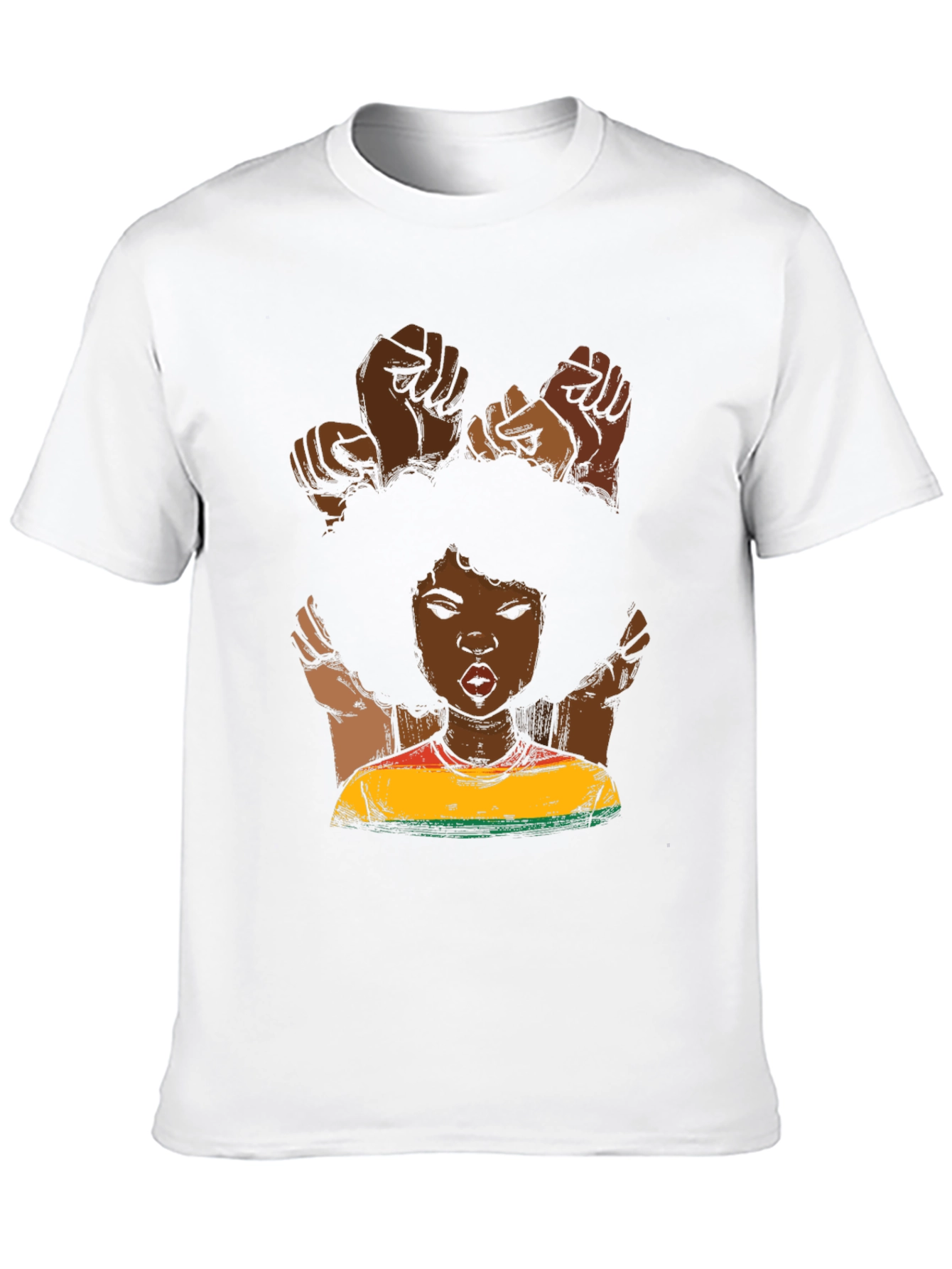 Black Power Fist Afro Woman Graphic Tee