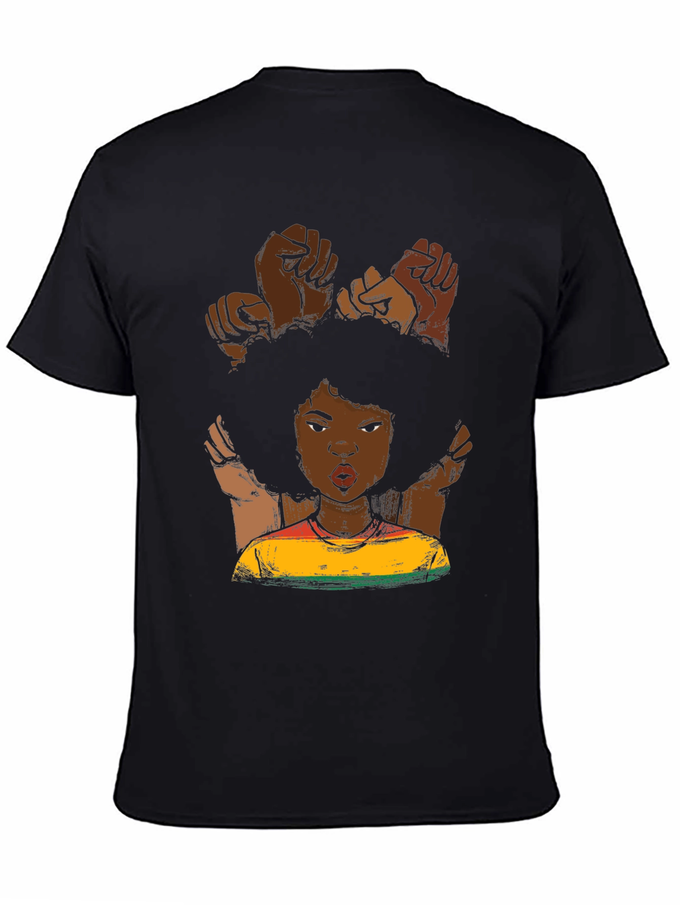 Black Power Fist Afro Woman Graphic Tee