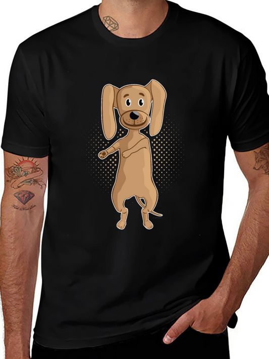 Dancing Dog Graphic Tee - Black Cotton T-Shirt