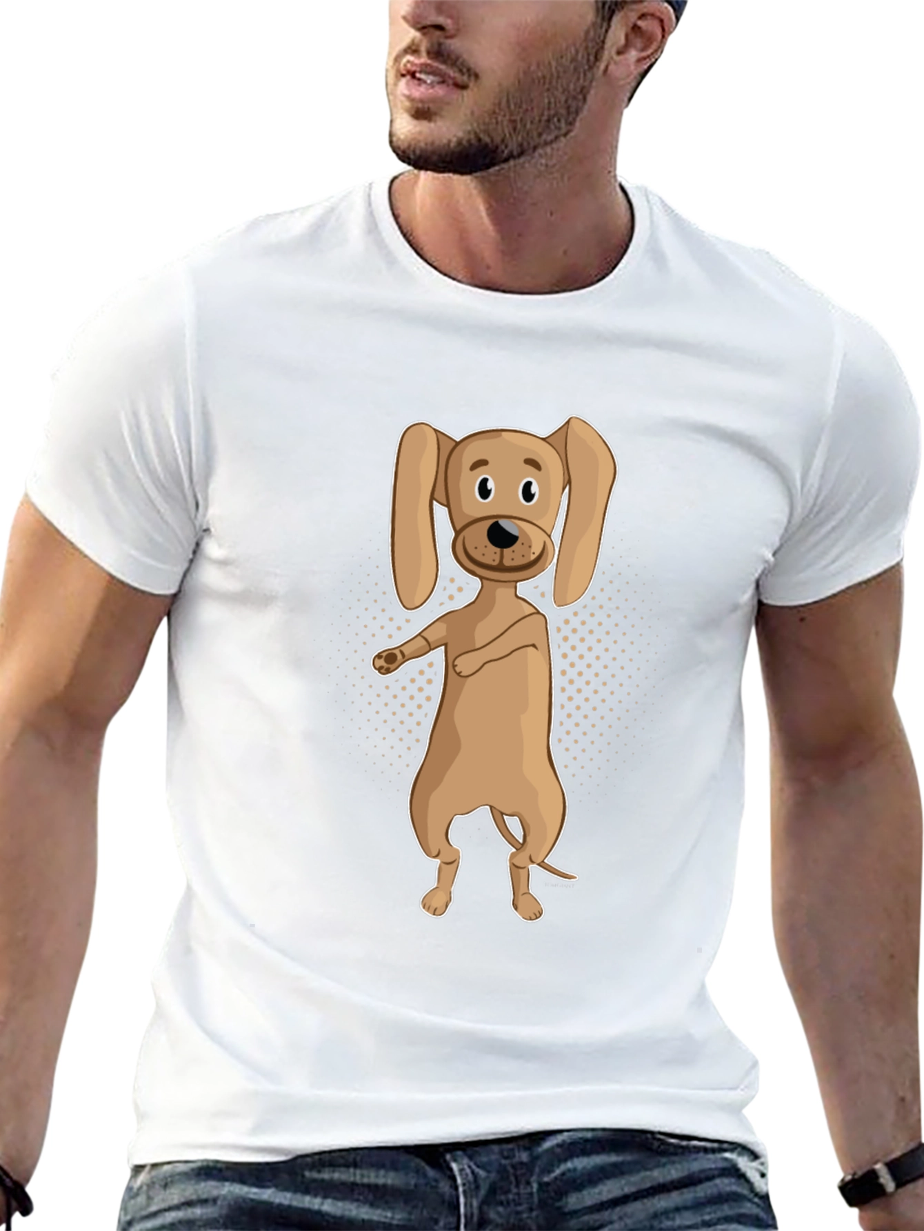 Dancing Dog Graphic Tee - Black Cotton T-Shirt