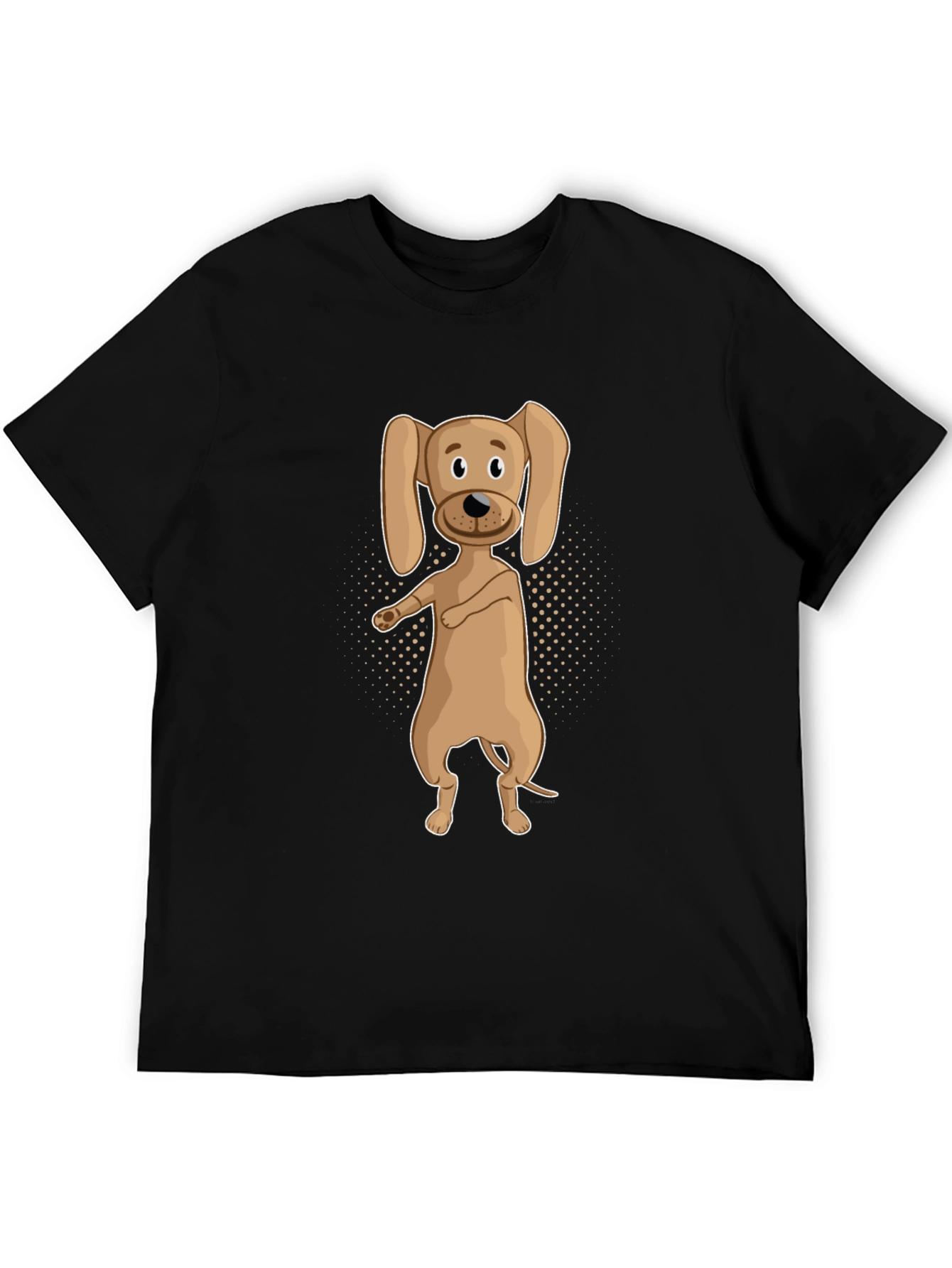 Dancing Dog Graphic Tee - Black Cotton T-Shirt