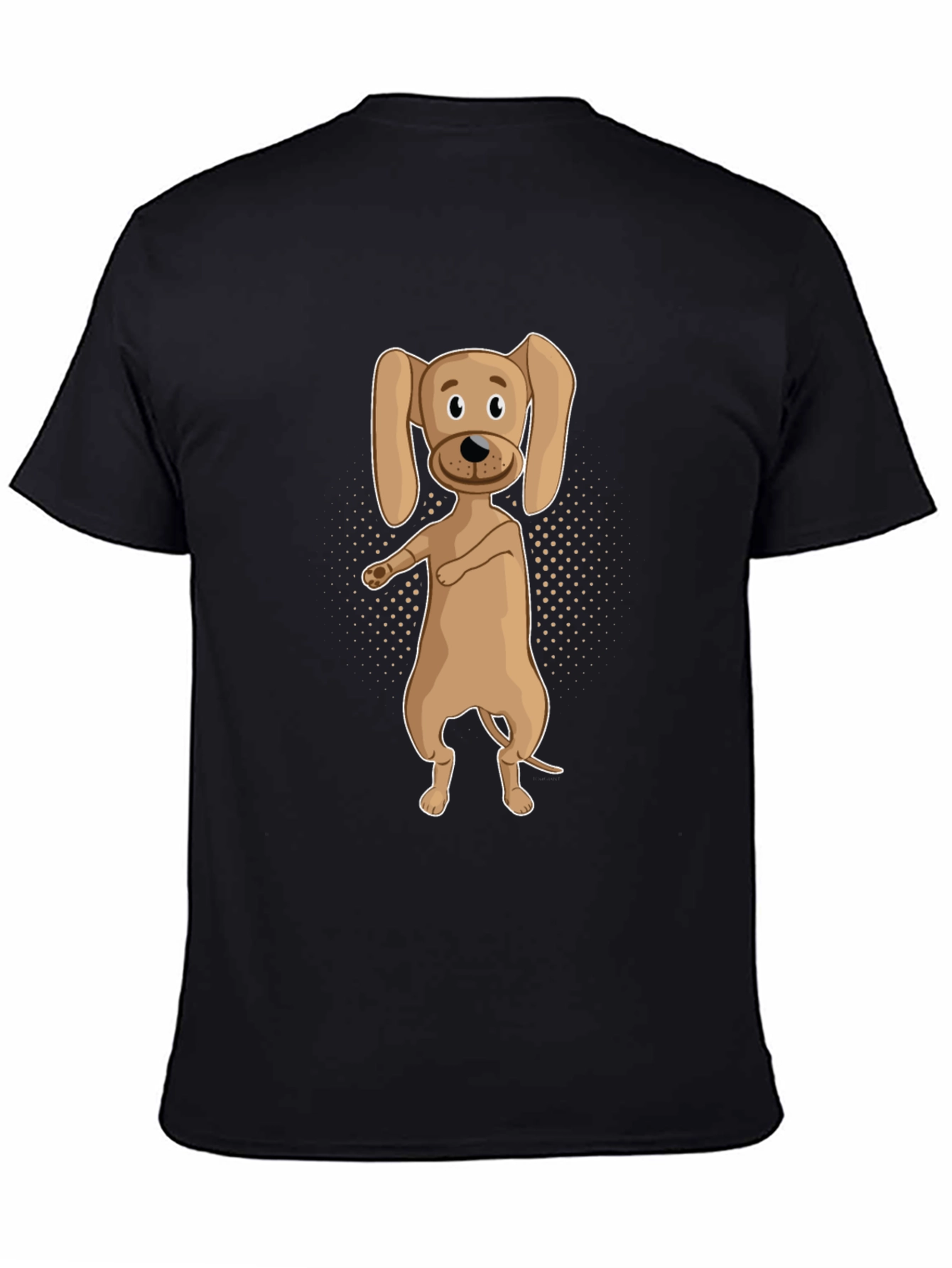 Dancing Dog Graphic Tee - Black Cotton T-Shirt