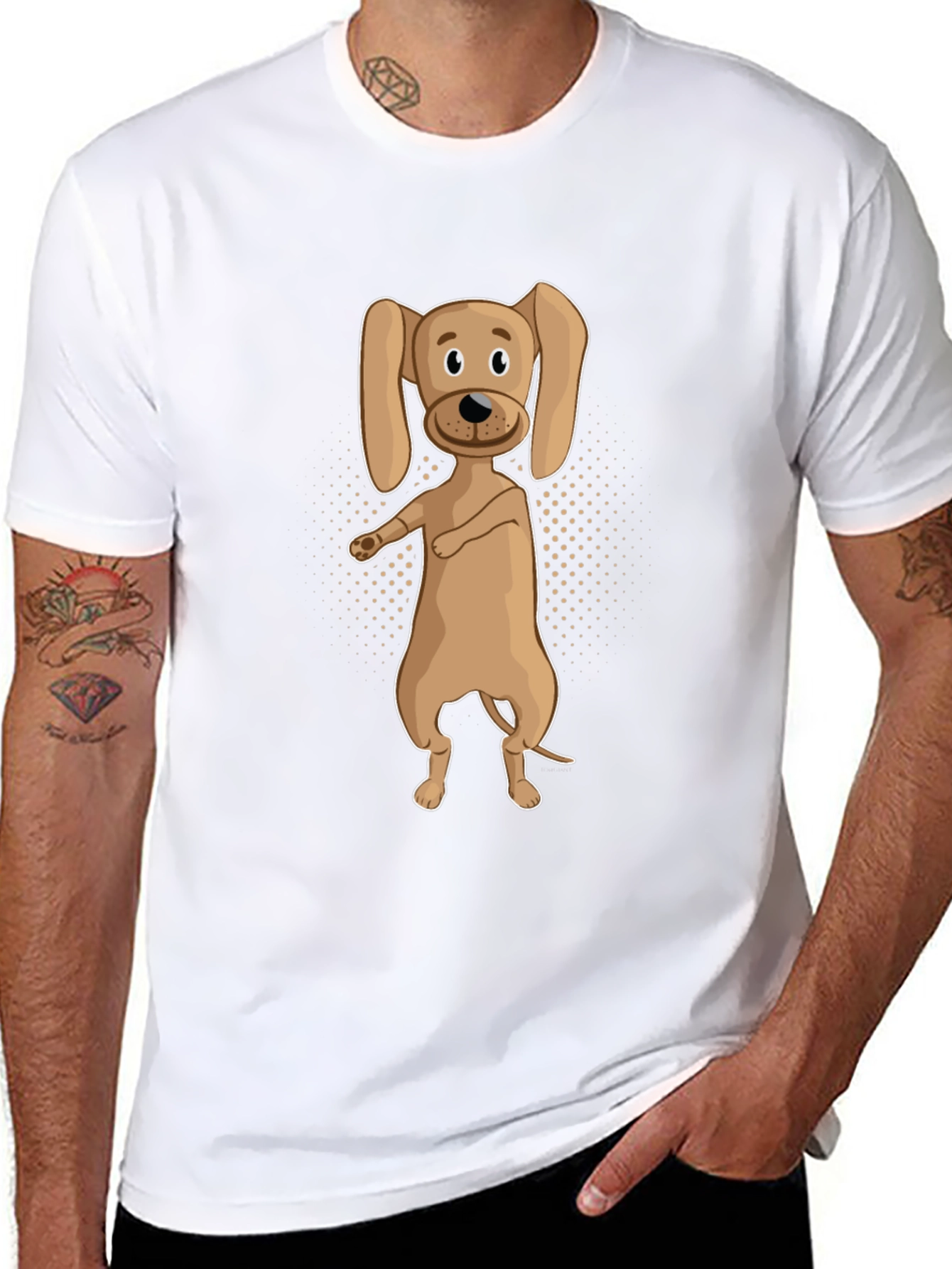 Dancing Dog Graphic Tee - Black Cotton T-Shirt