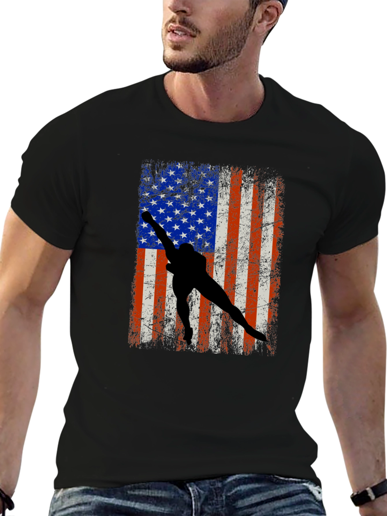 American Flag Wrestler Graphic Tee