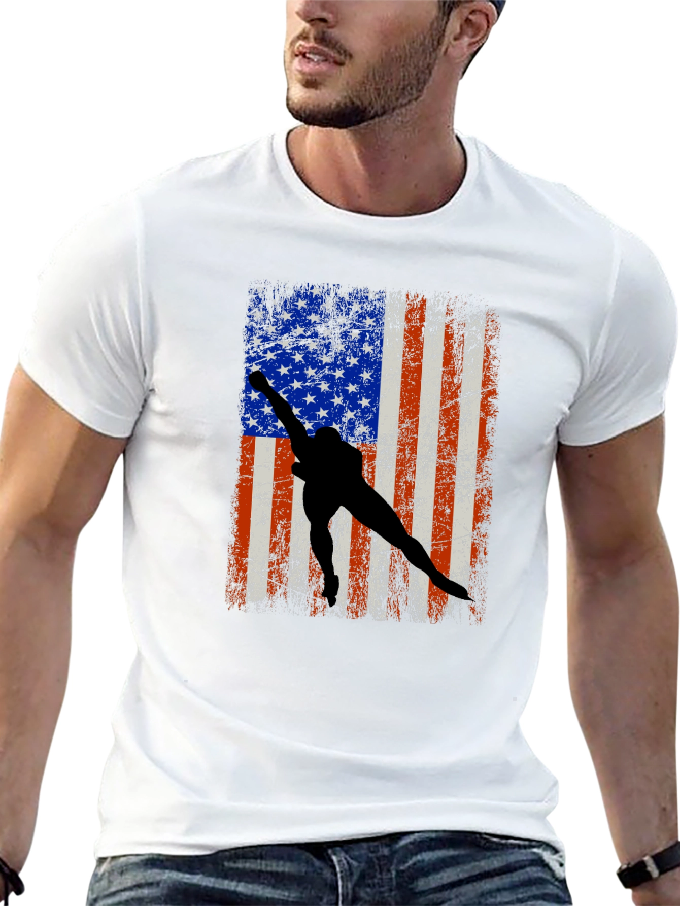 American Flag Wrestler Graphic Tee
