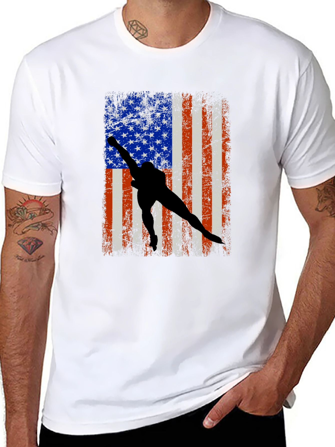 American Flag Wrestler Graphic Tee
