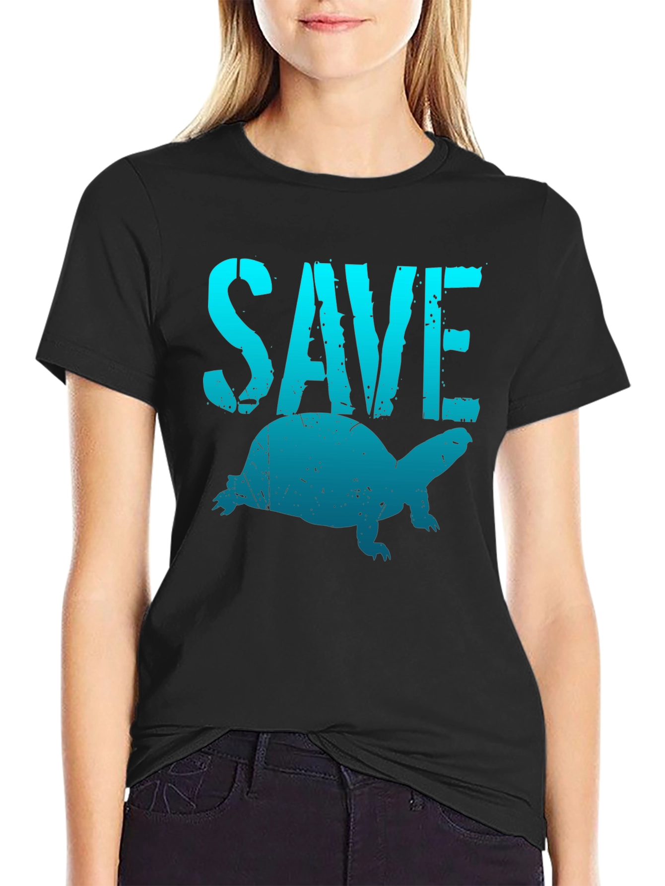 Save the Turtles T-Shirt - Black Cotton Tee