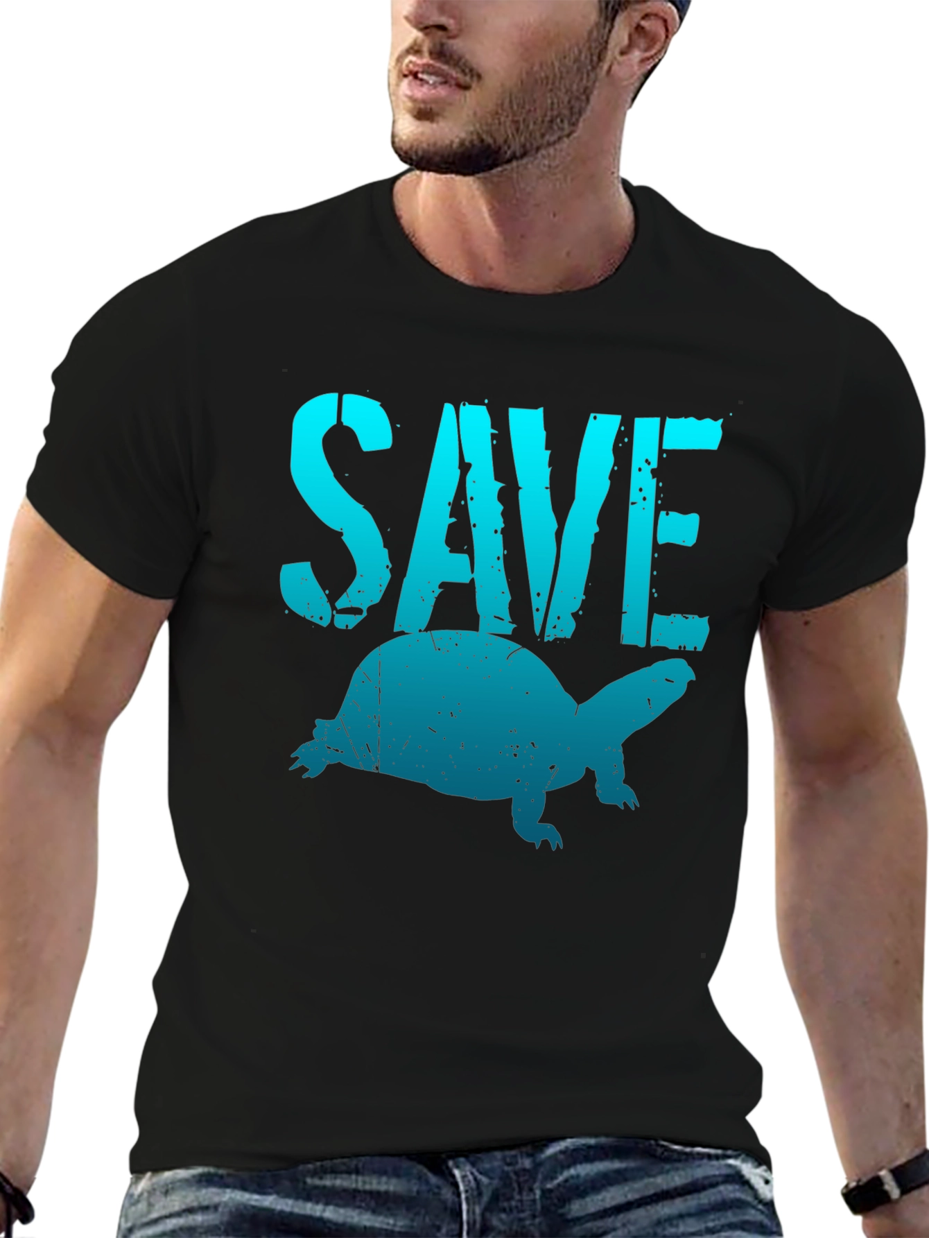 Save the Turtles T-Shirt - Black Cotton Tee
