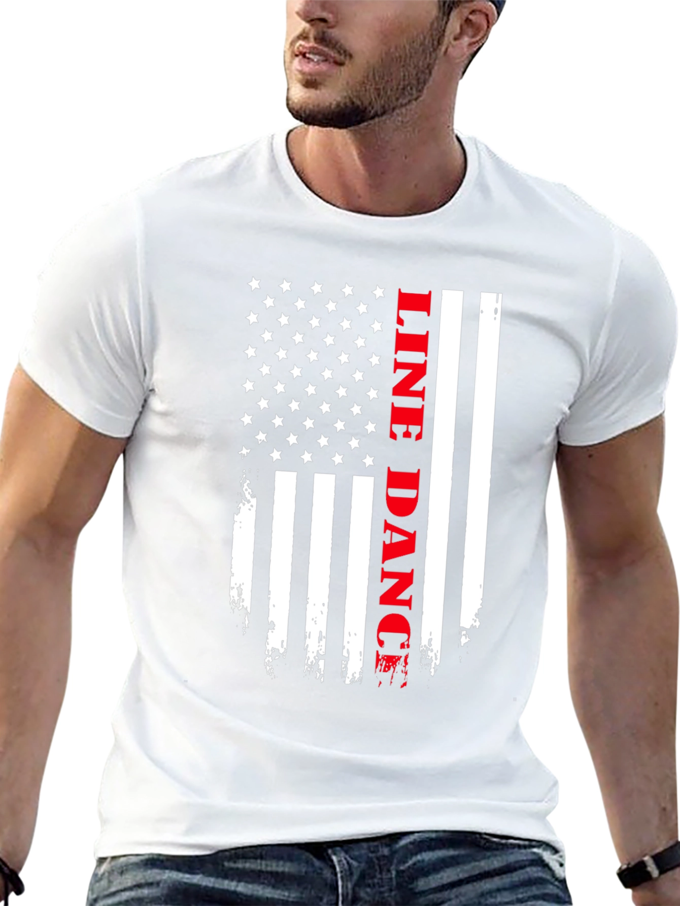 Line Dance American Flag T-Shirt