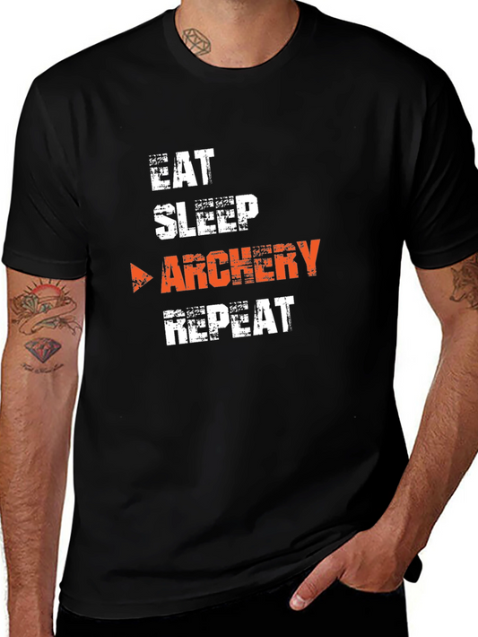 Eat Sleep Archery Repeat Black Graphic T-Shirt