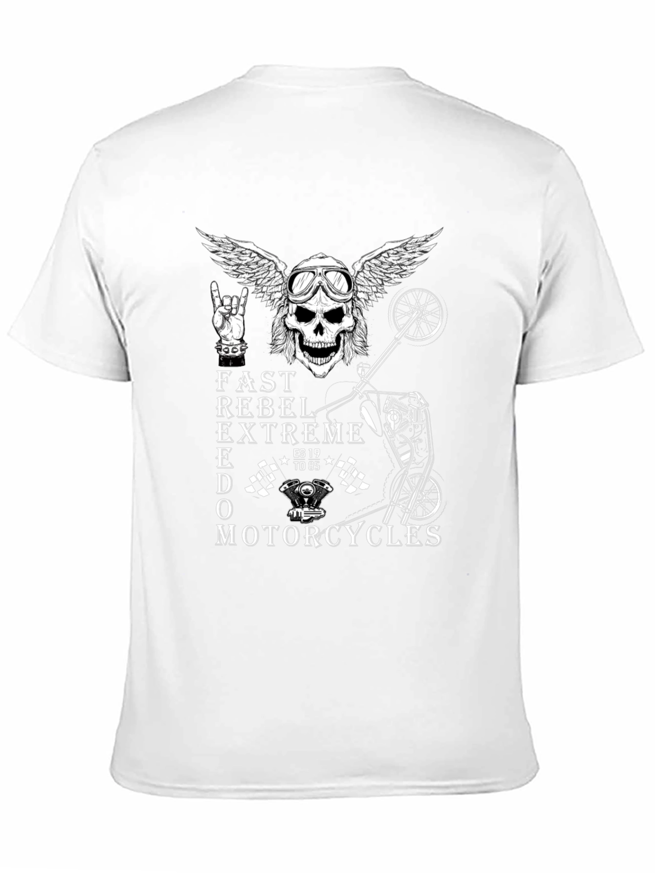 Rebel Motorcycle Skull Graphic T-Shirt