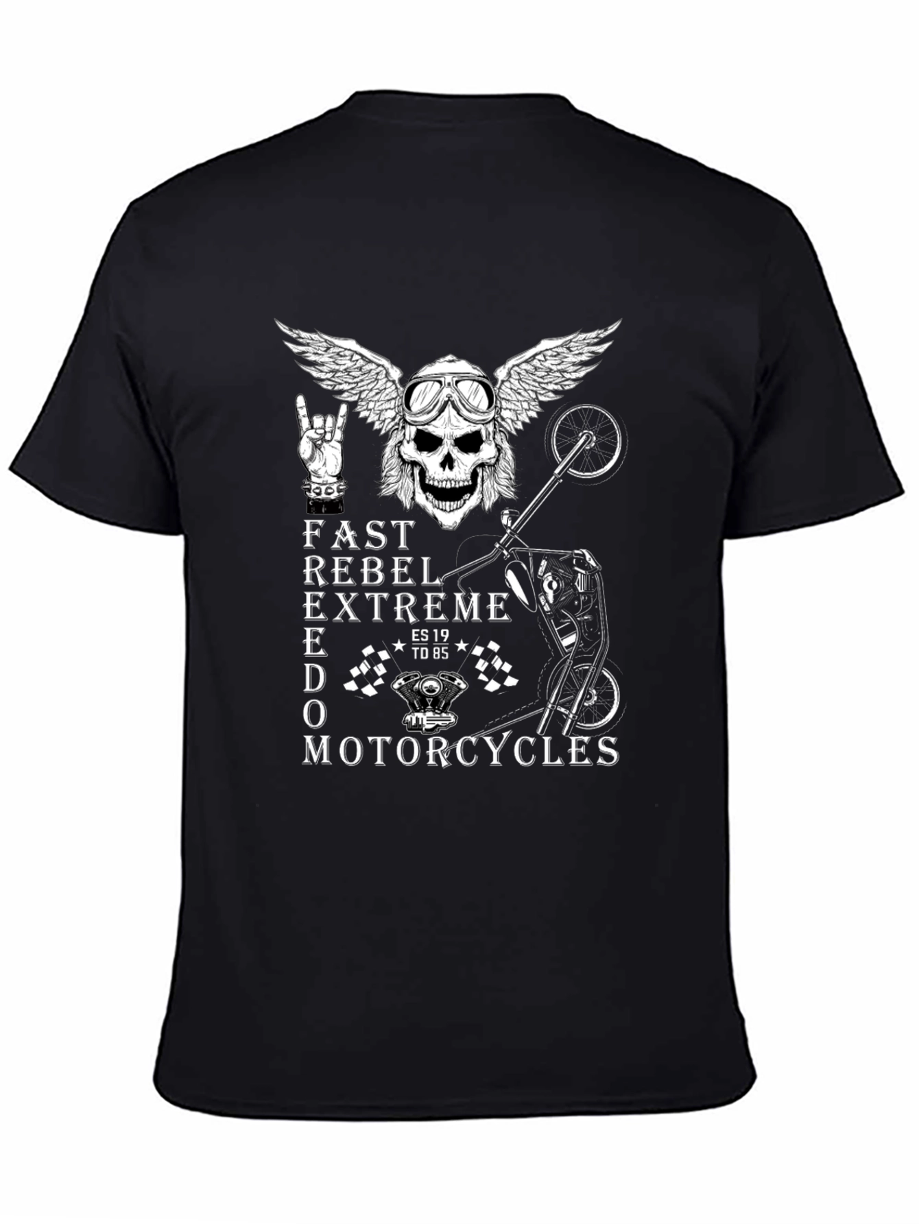 Rebel Motorcycle Skull Graphic T-Shirt