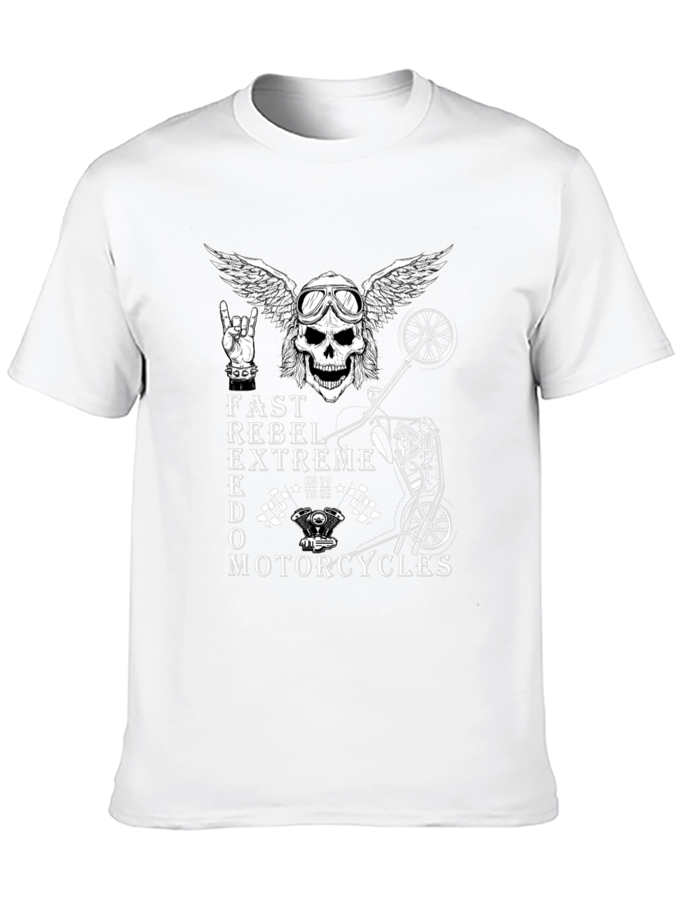 Rebel Motorcycle Skull Graphic T-Shirt