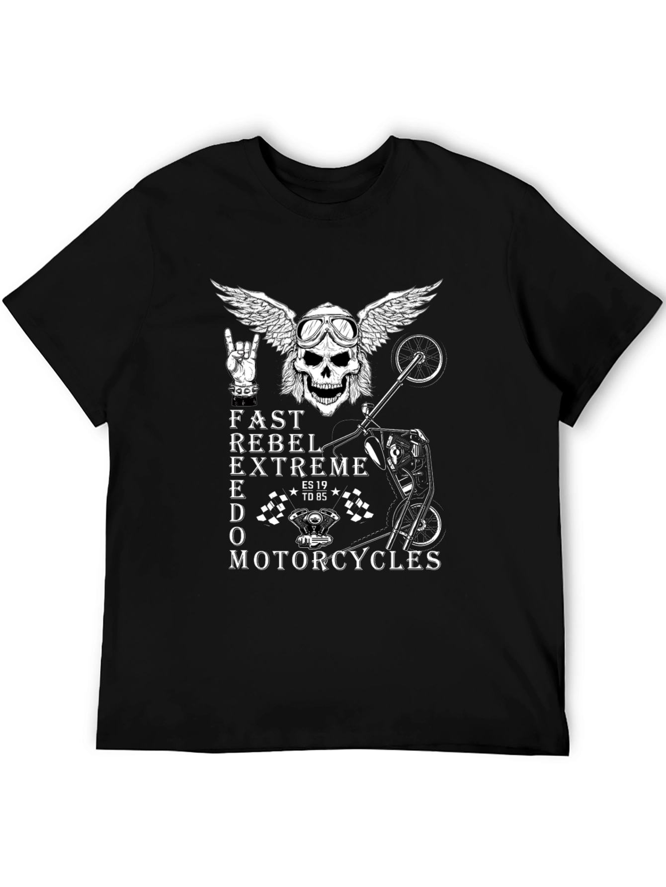 Rebel Motorcycle Skull Graphic T-Shirt