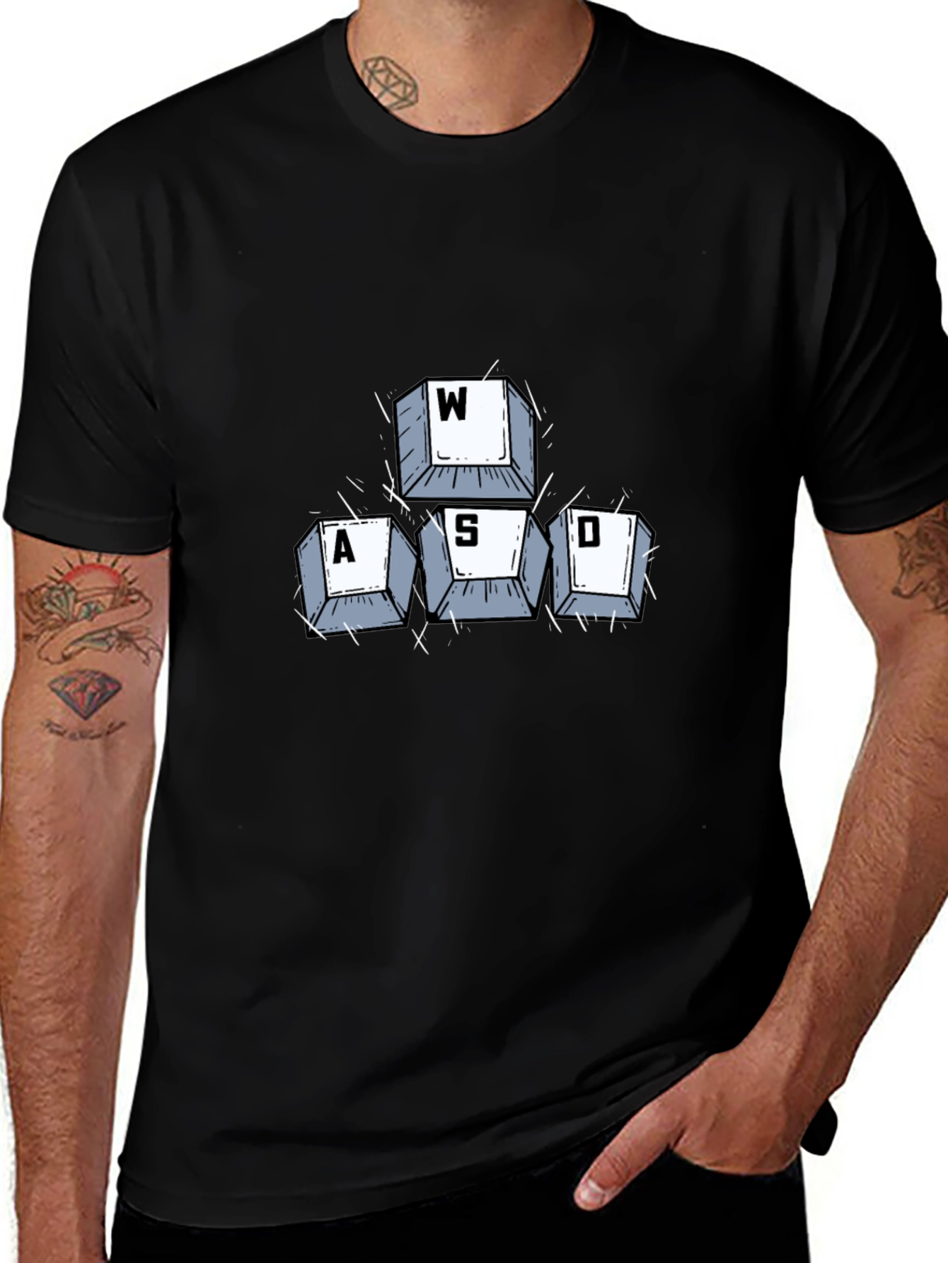 Gamer WASD Keys Graphic Tee - Black