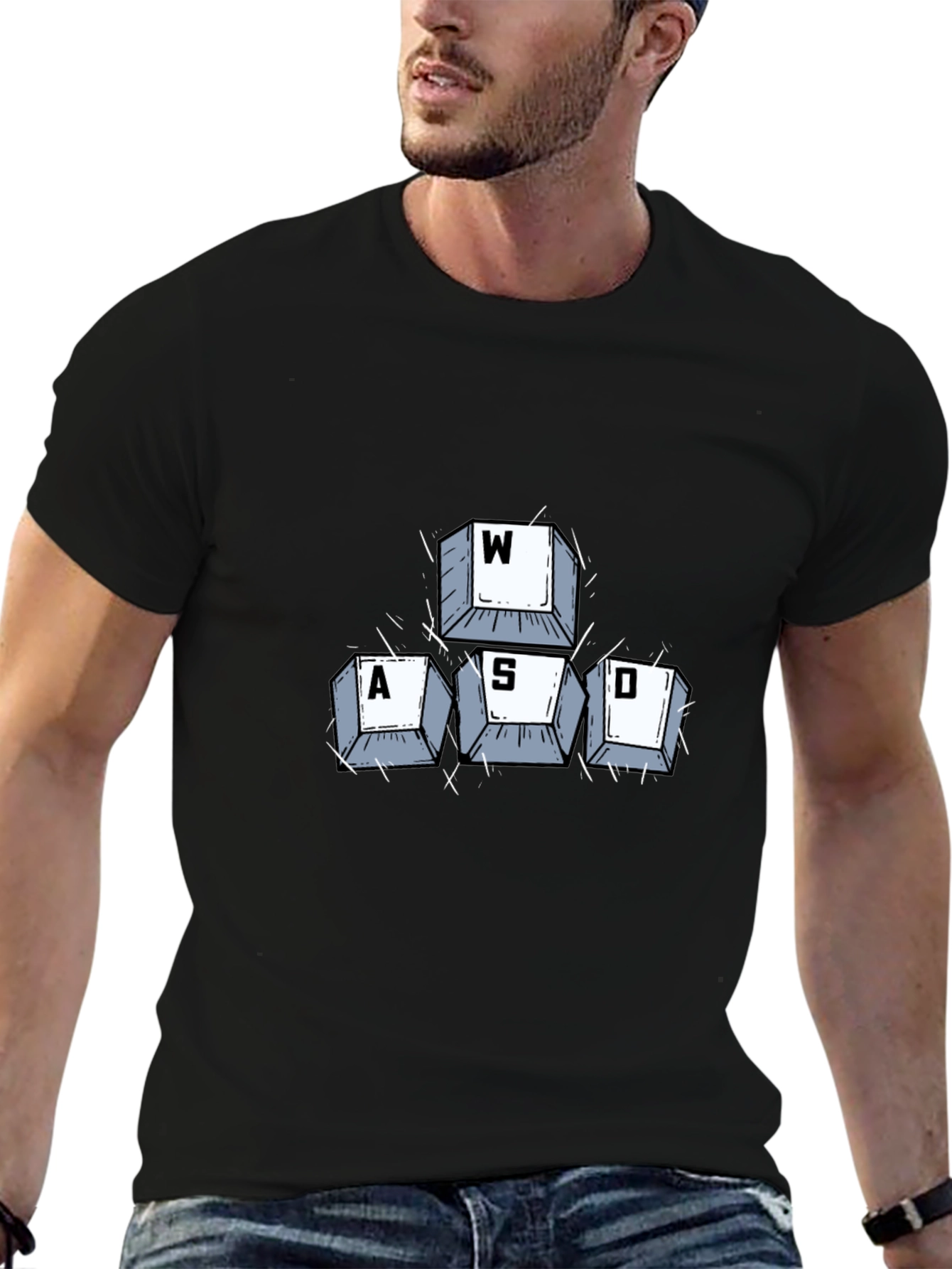 Gamer WASD Keys Graphic Tee - Black