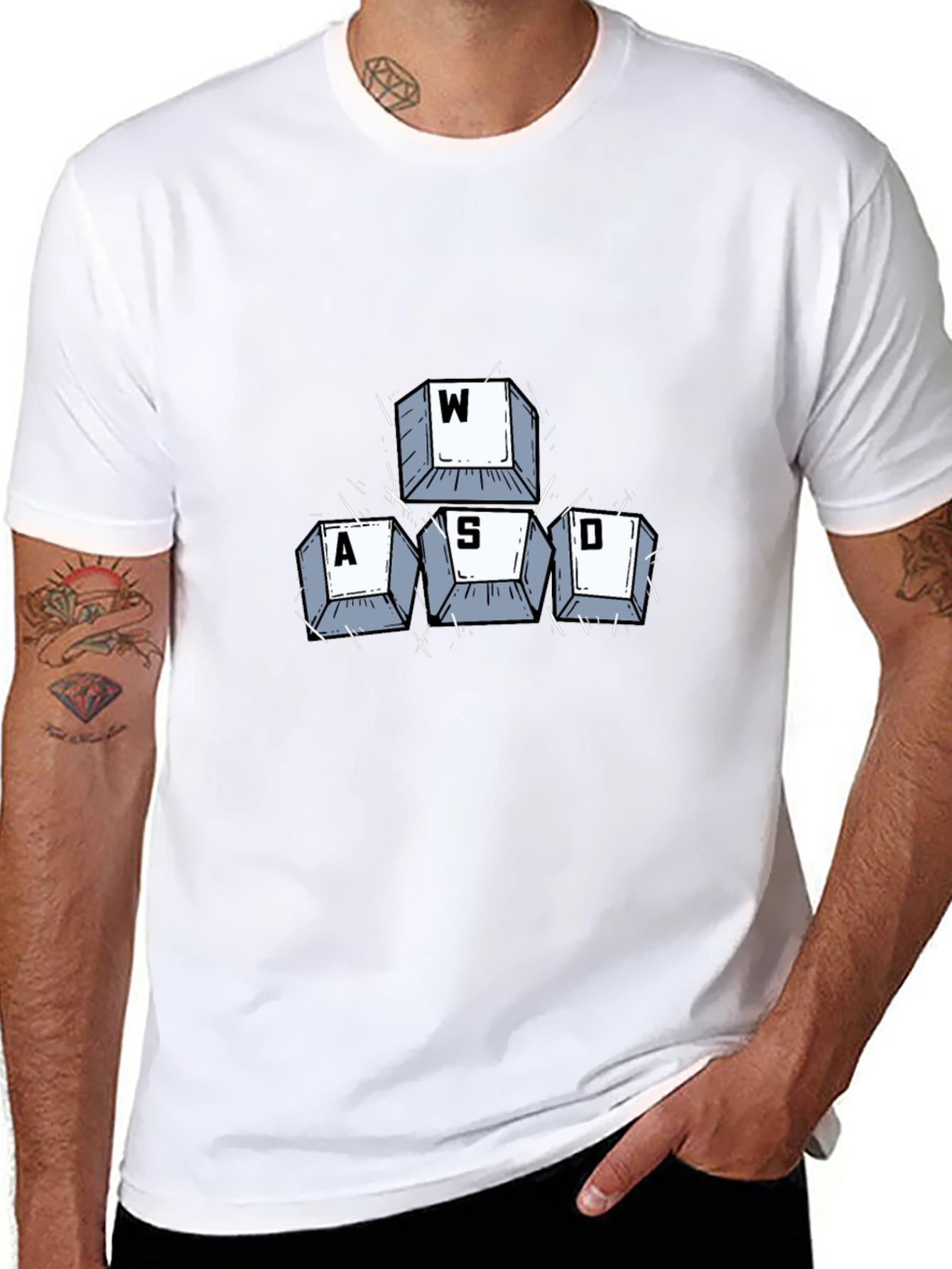 Gamer WASD Keys Graphic Tee - Black
