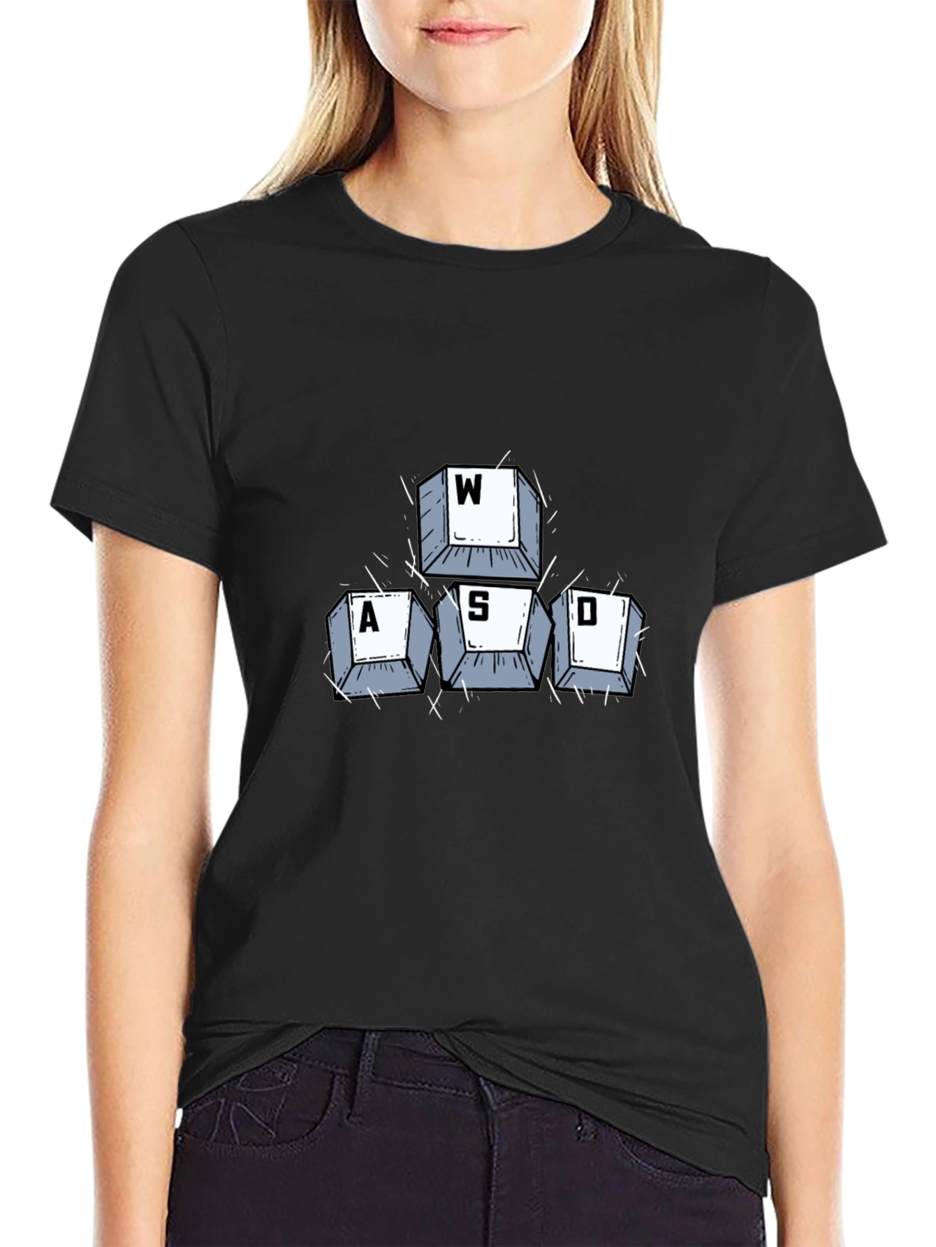 Gamer WASD Keys Graphic Tee - Black