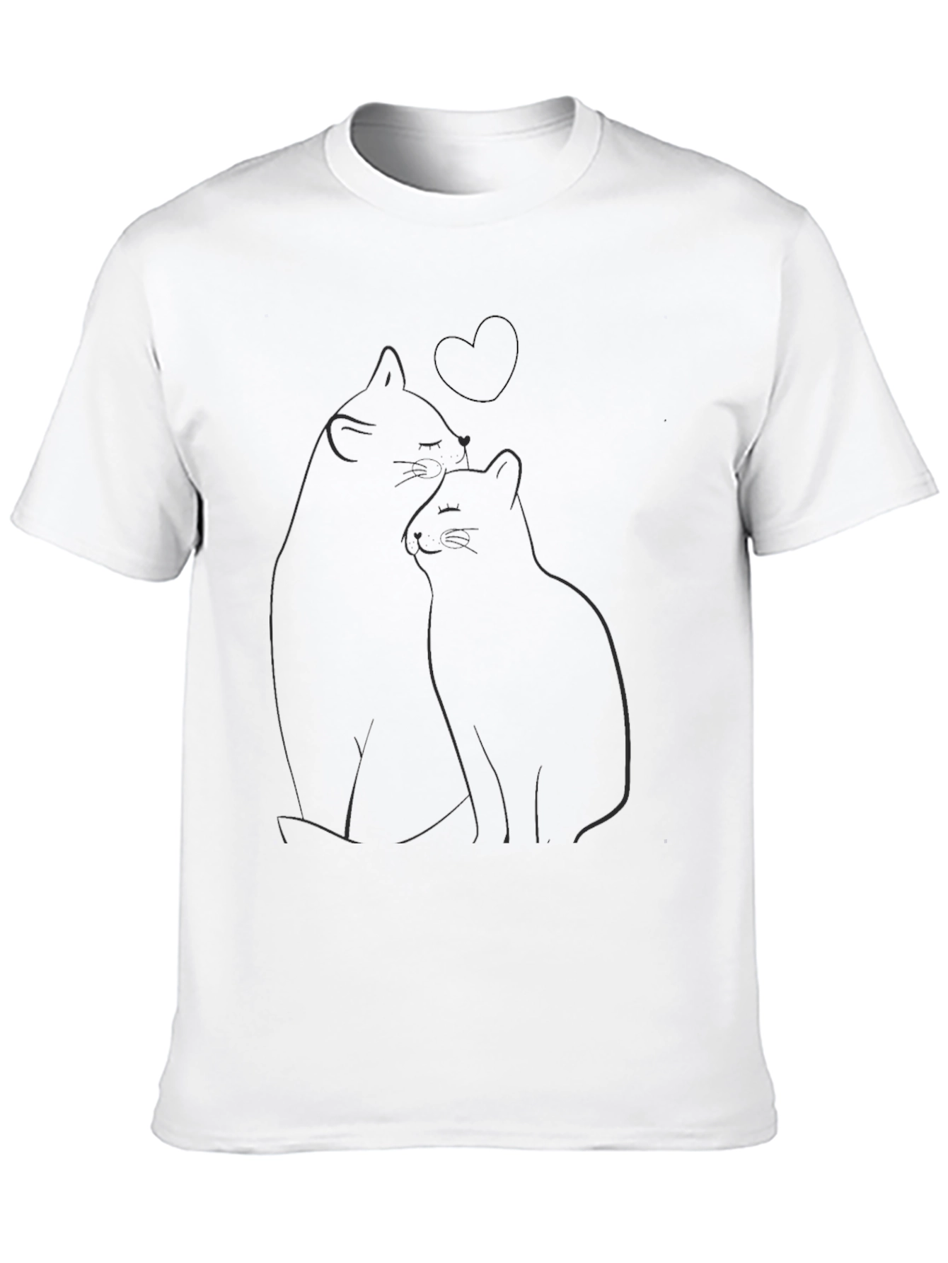 Cats & Heart Graphic Black T-Shirt