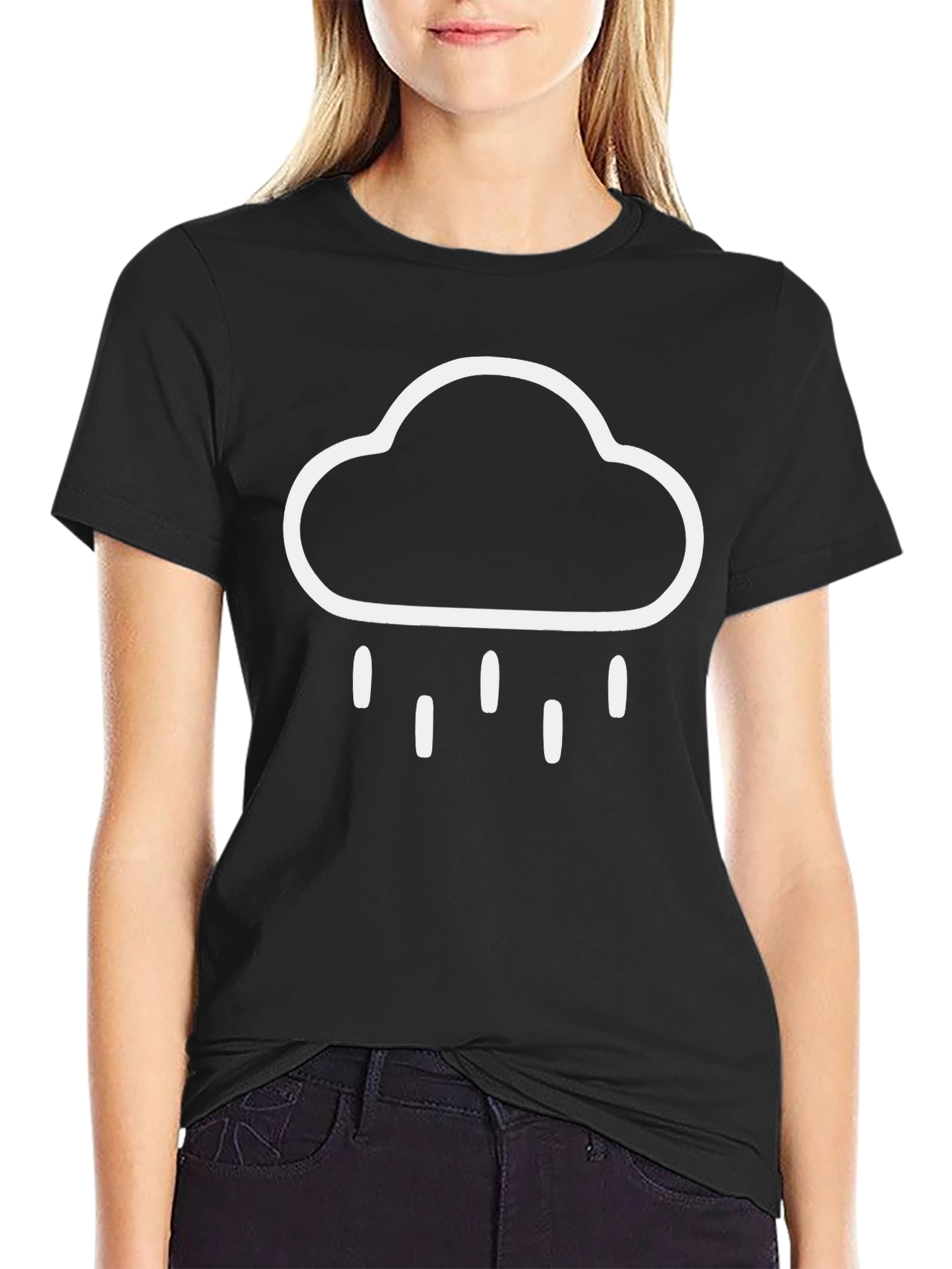 Rain Cloud Graphic Tee - Black Cotton T-Shirt