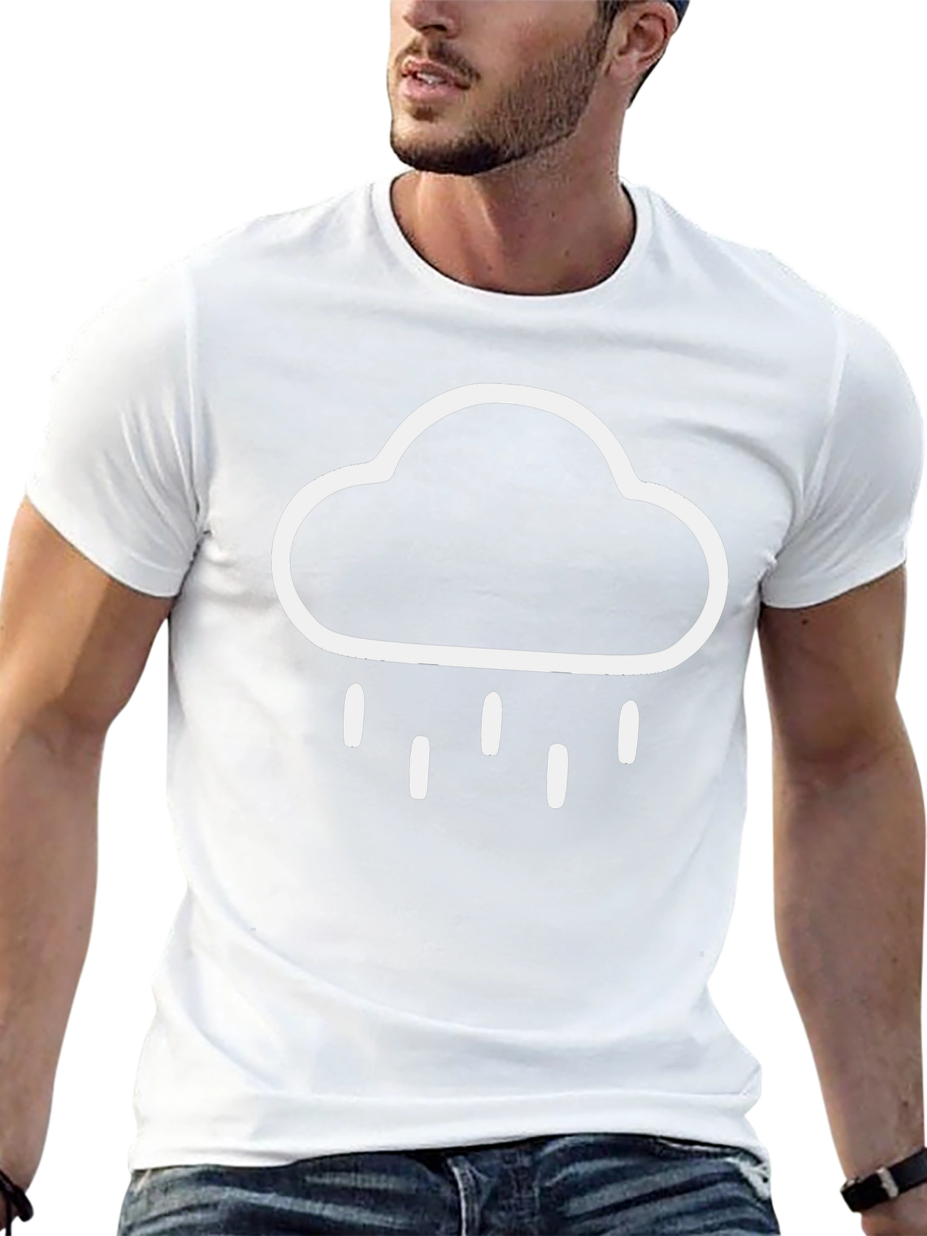 Rain Cloud Graphic Tee - Black Cotton T-Shirt
