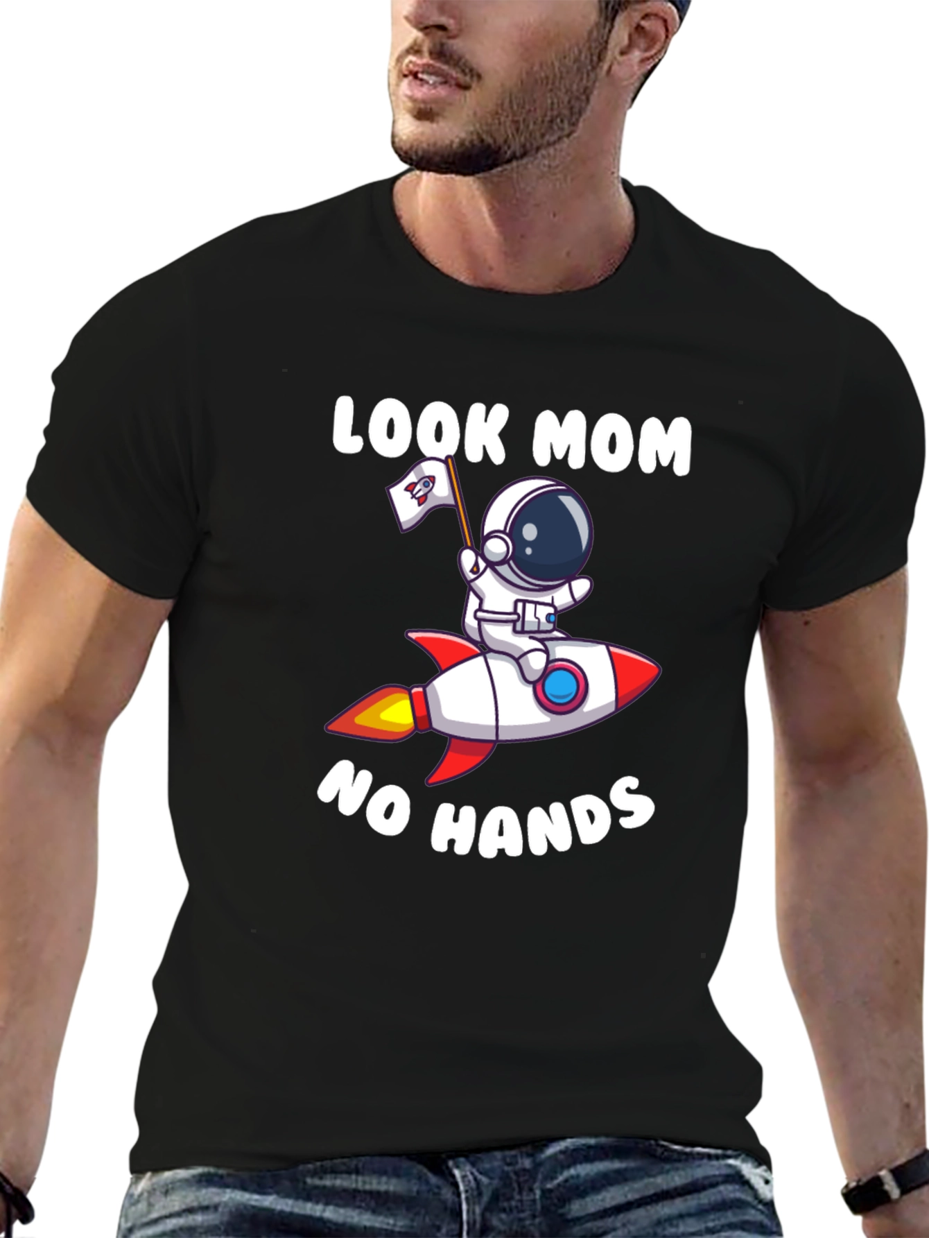 Look Mom No Hands Astronaut Rocket T-Shirt