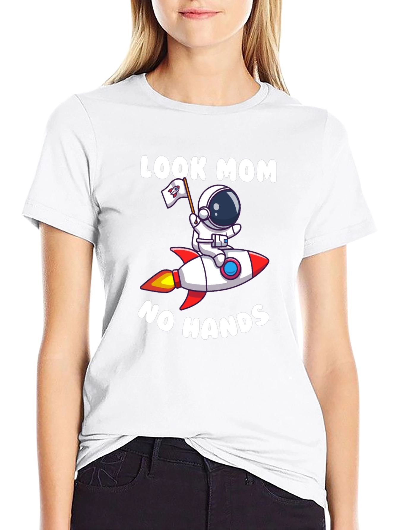 Look Mom No Hands Astronaut Rocket T-Shirt