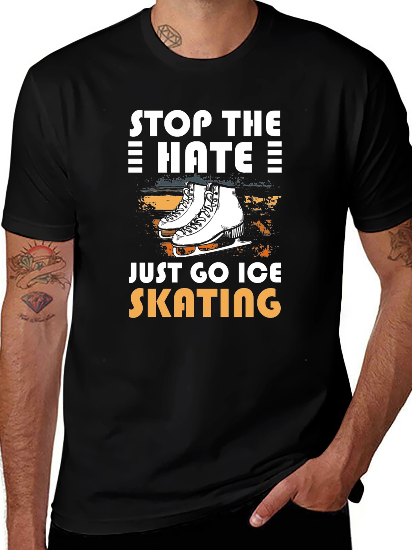 Stop the Hate Go Ice Skating Black T-Shirt