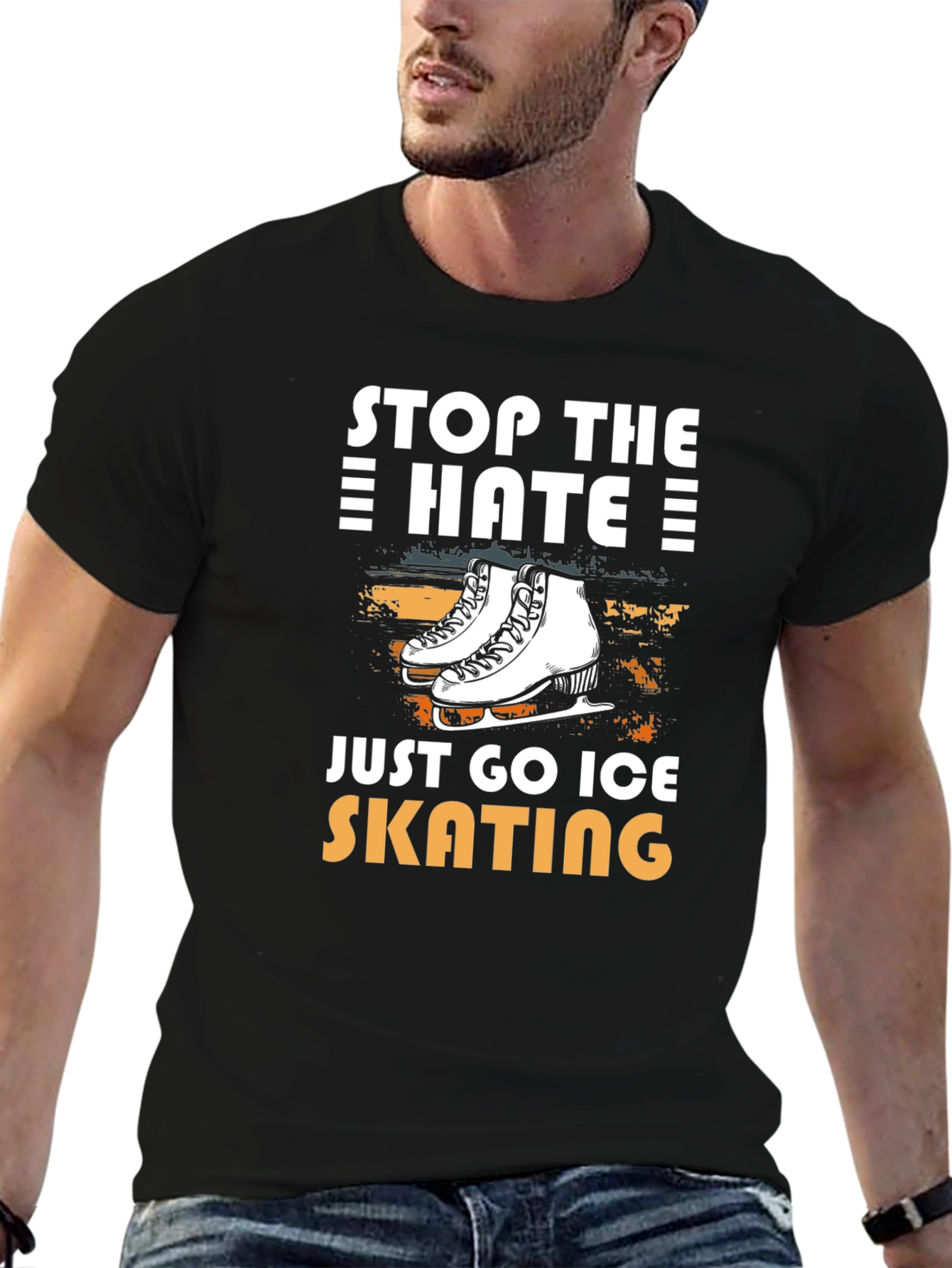 Stop the Hate Go Ice Skating Black T-Shirt