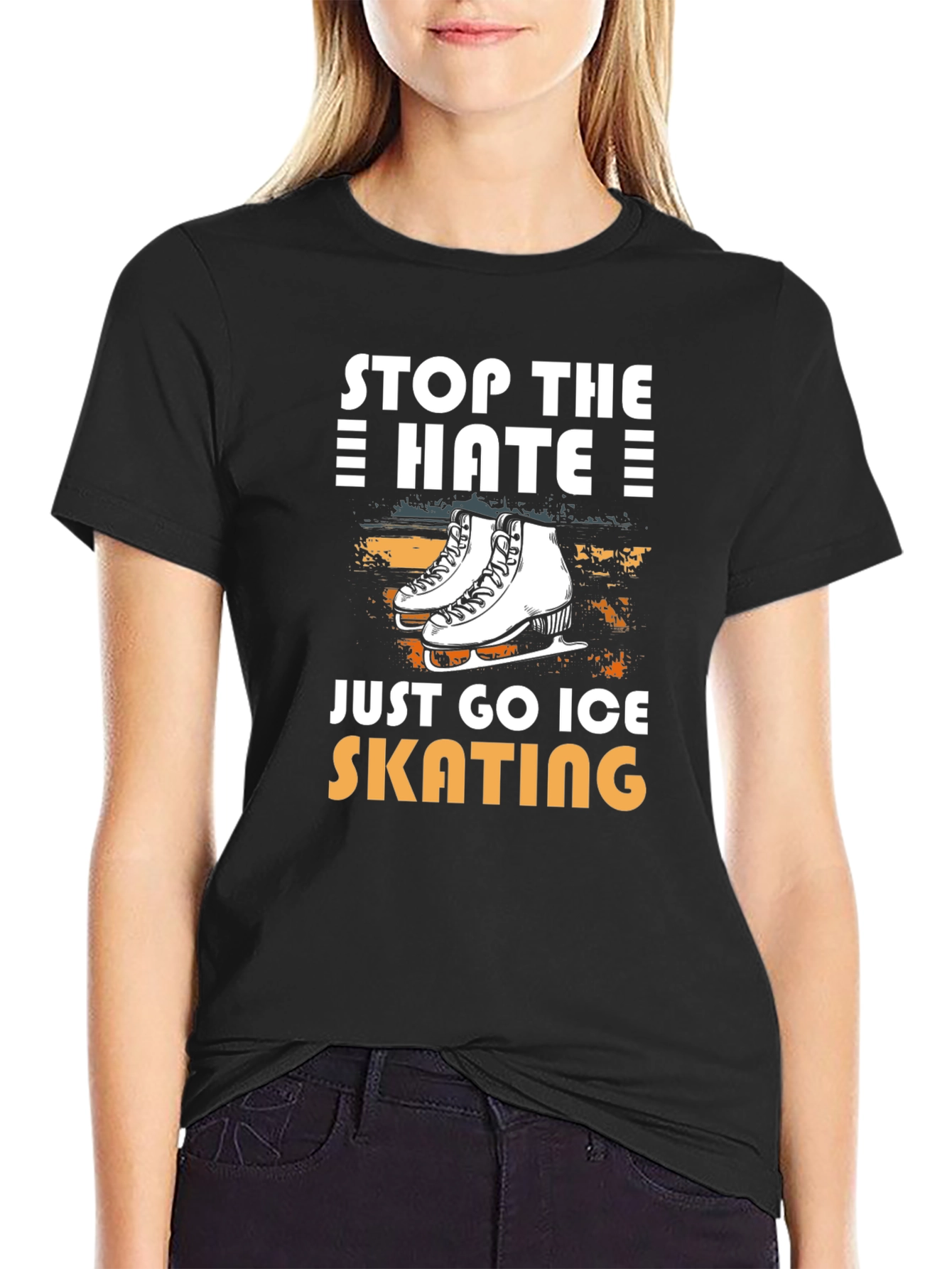 Stop the Hate Go Ice Skating Black T-Shirt