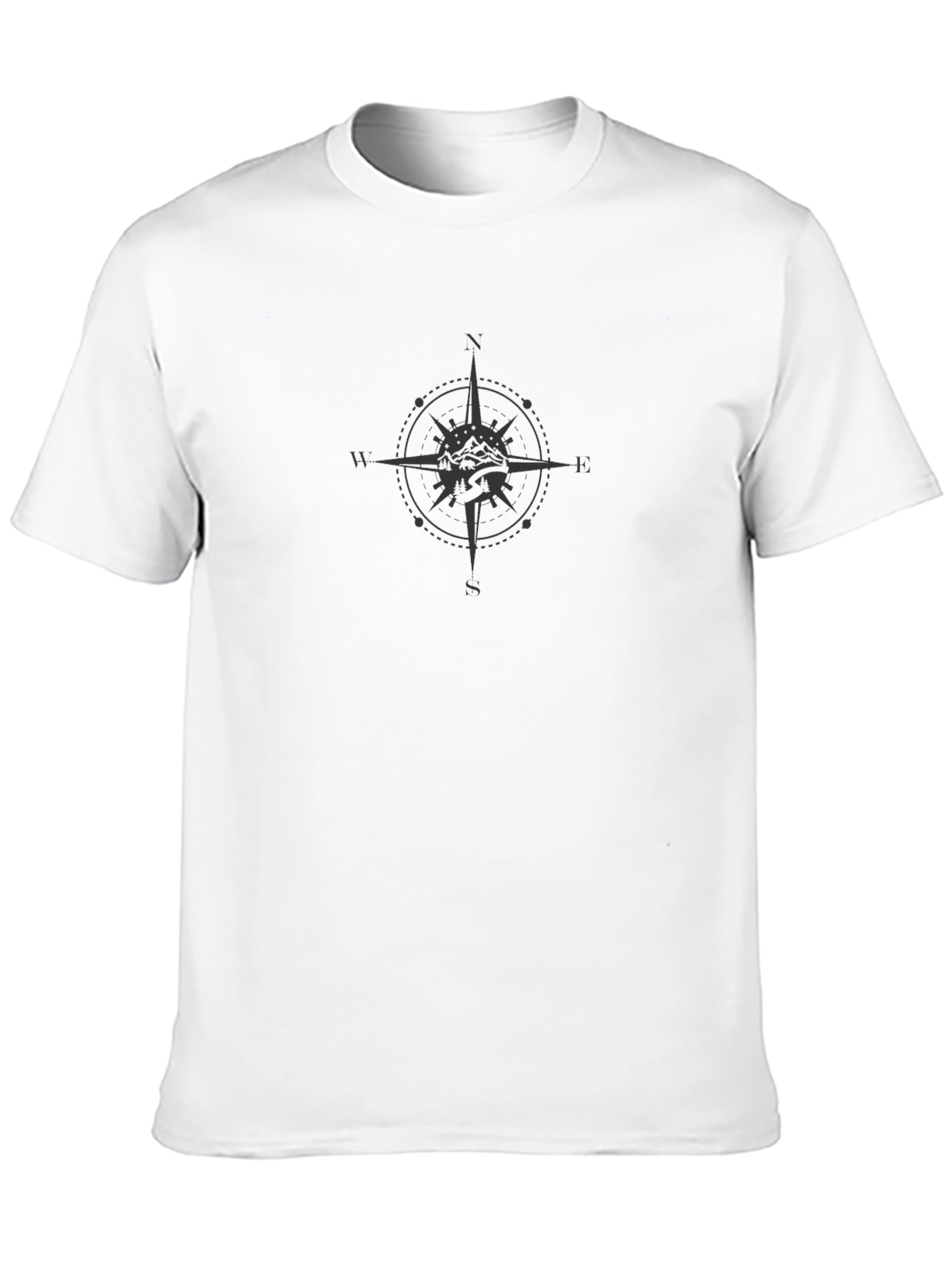 Mens Black Compass Rose Graphic Tee