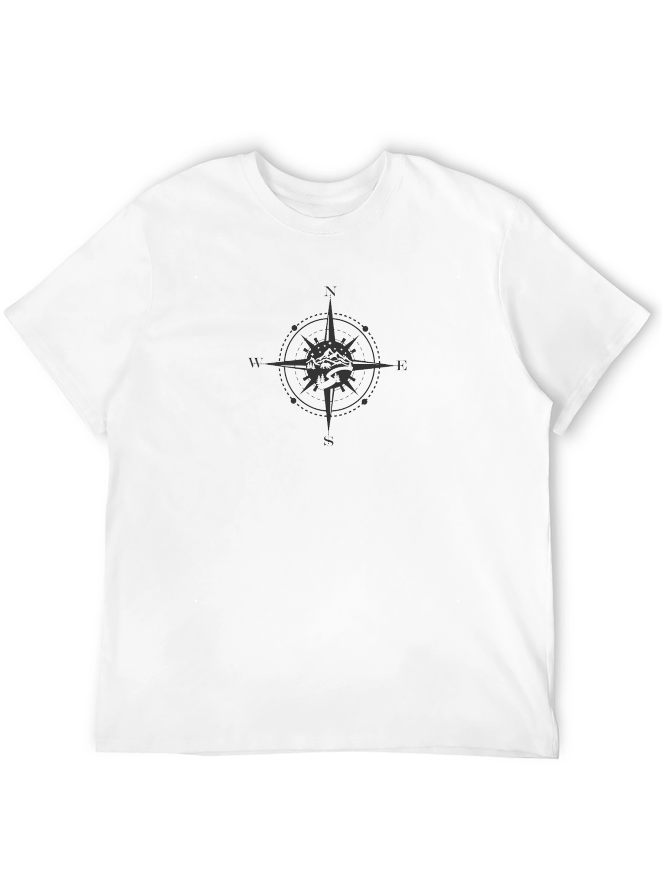 Mens Black Compass Rose Graphic Tee