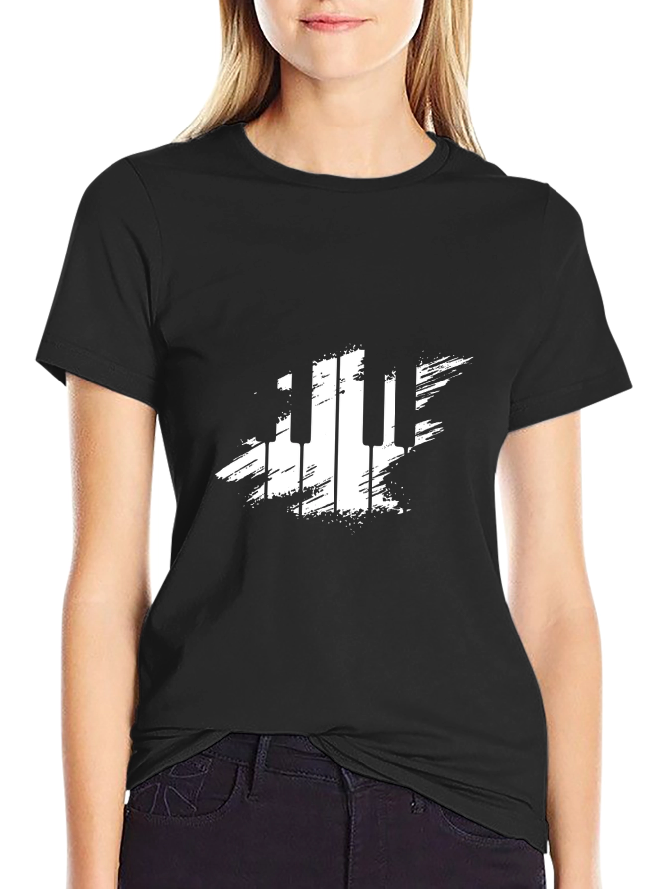 Piano Keys Graphic Black T-Shirt