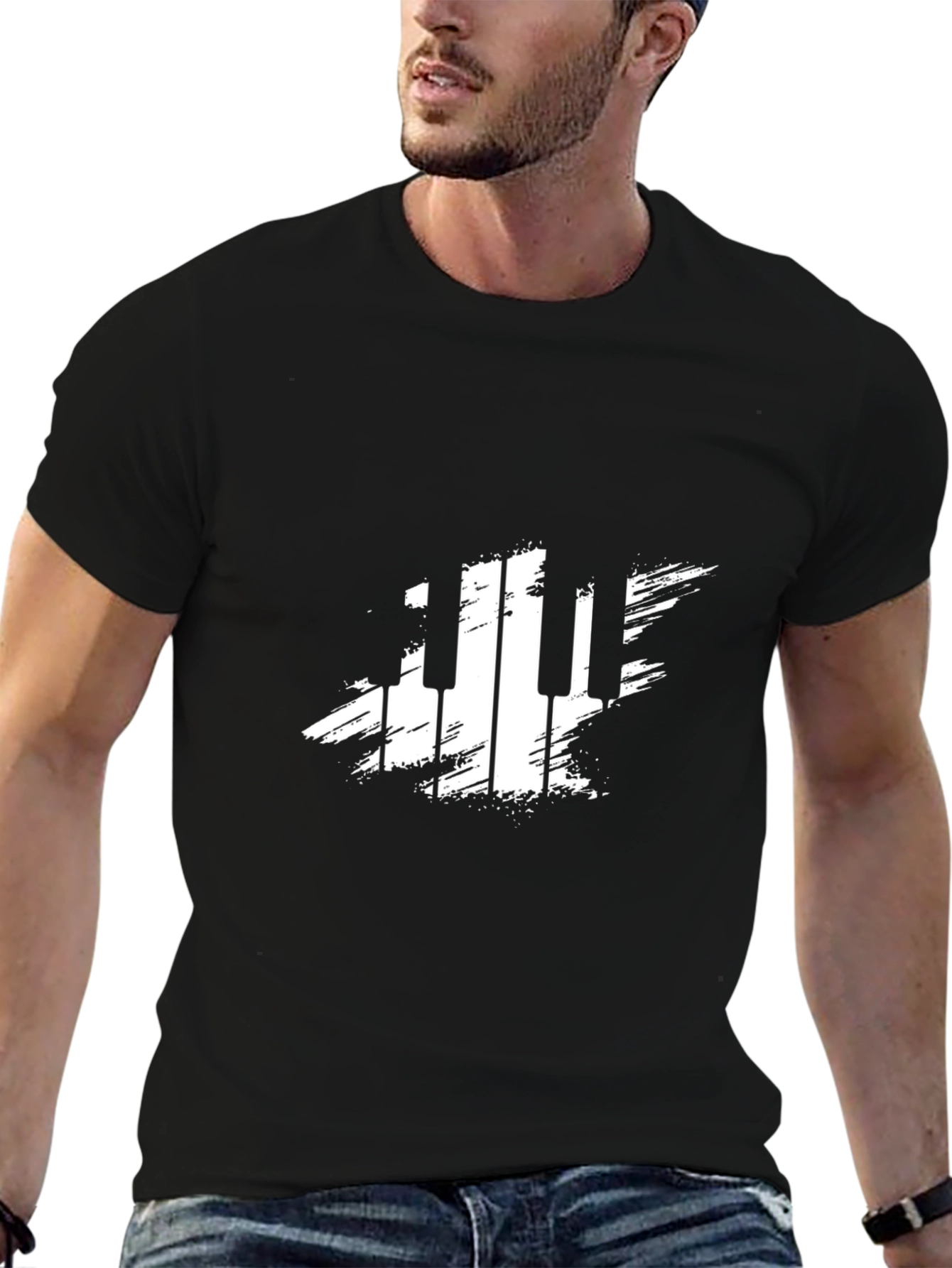 Piano Keys Graphic Black T-Shirt
