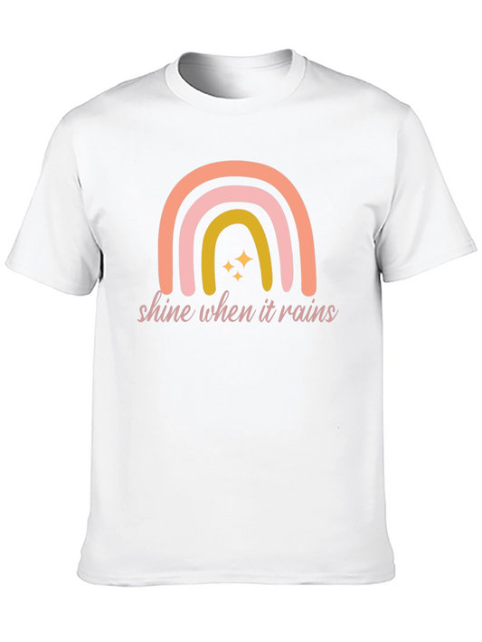 Shine When It Rains Graphic Tee - Trendy Rainbow Design