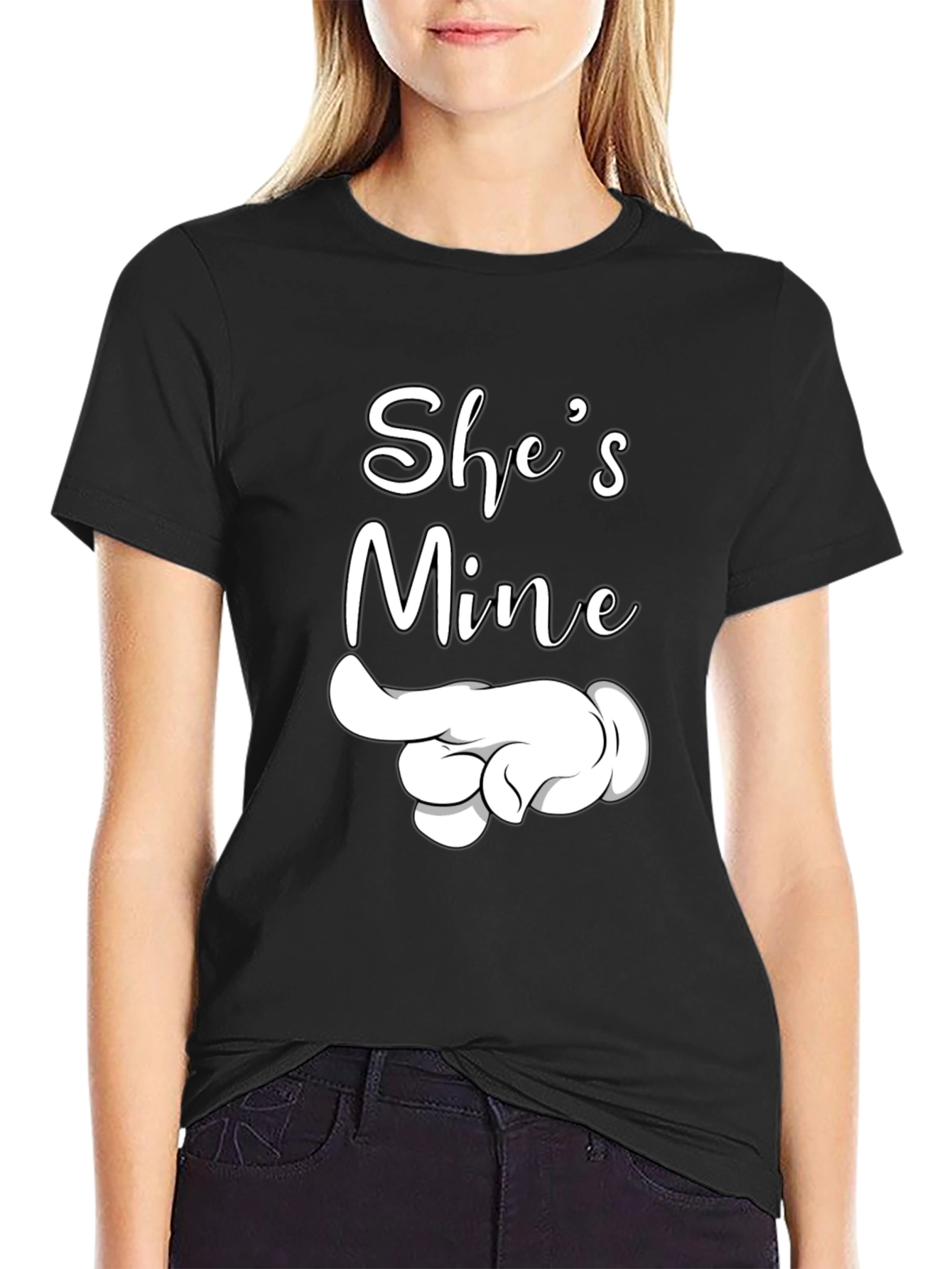 Shes Mine Pointing Hand Graphic Tee - Black