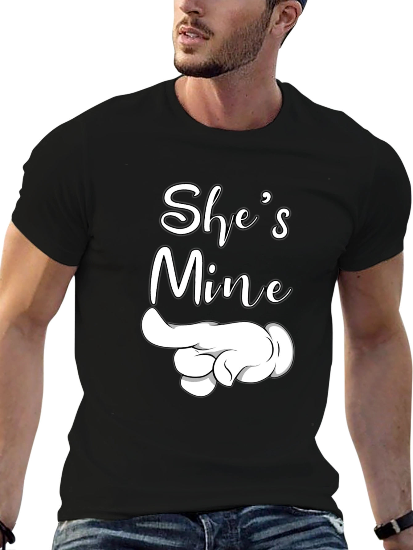 Shes Mine Pointing Hand Graphic Tee - Black