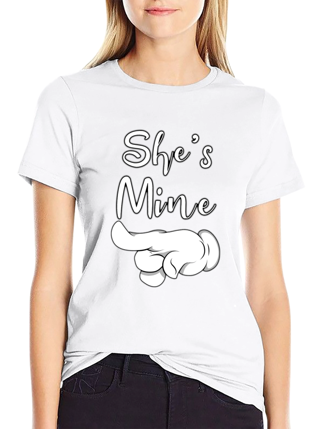 Shes Mine Pointing Hand Graphic Tee - Black