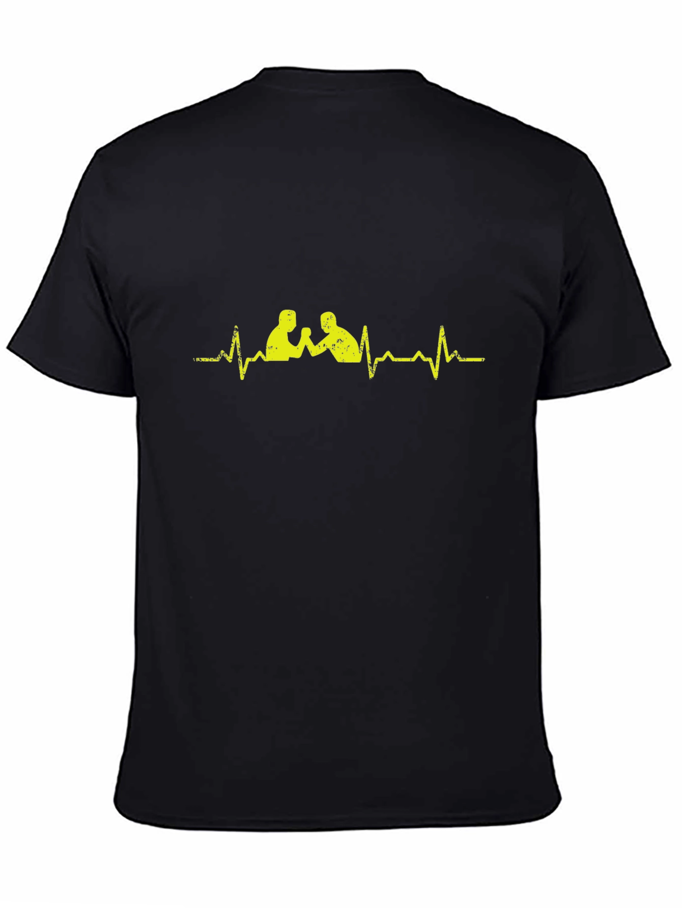 Arm Wrestling Heartbeat Graphic T-Shirt - Black