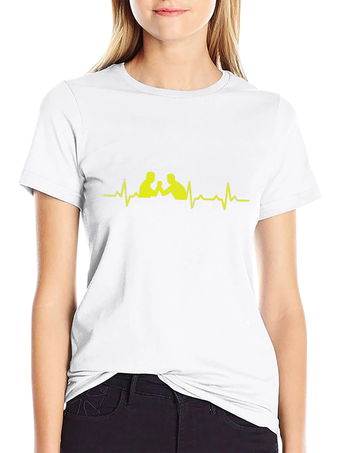 Arm Wrestling Heartbeat Graphic T-Shirt - Black