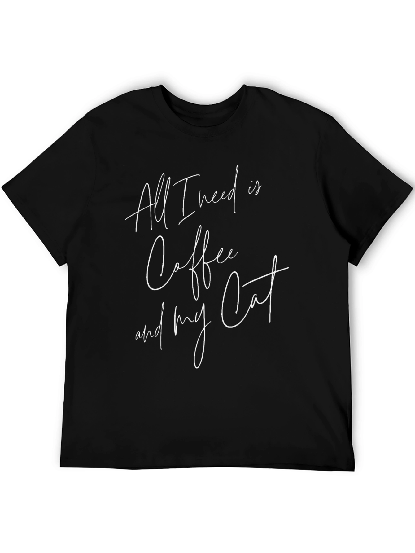Coffee and Cat T-Shirt - Unisex Black Tee