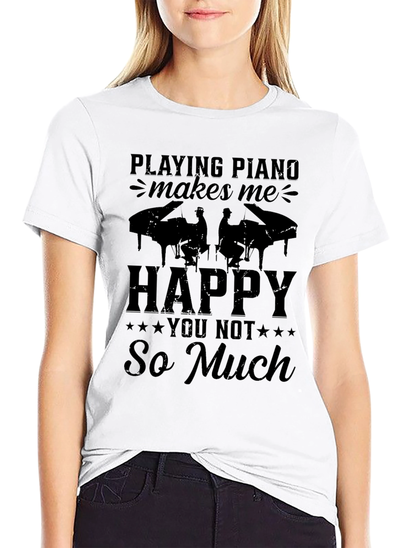 Piano Lover T-Shirt: Playing Piano Makes Me Happy
