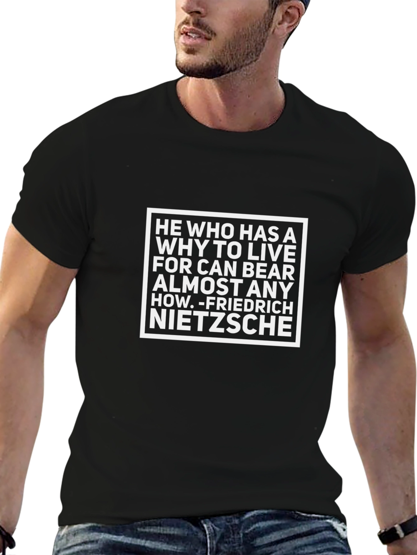 Nietzsche Quote T-Shirt - He Who Has a Why