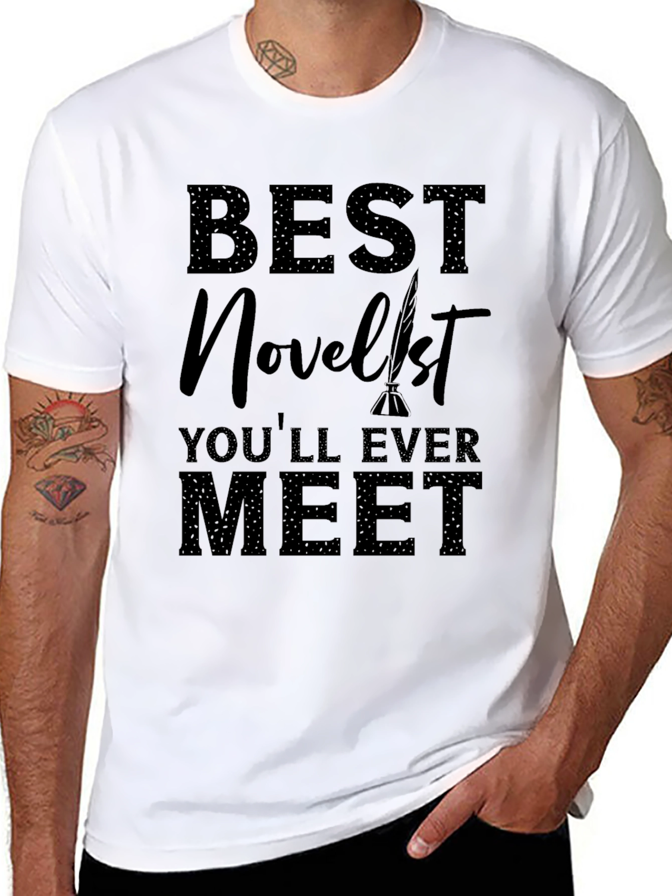 Best Novelist Ever Meet Black Graphic Tee