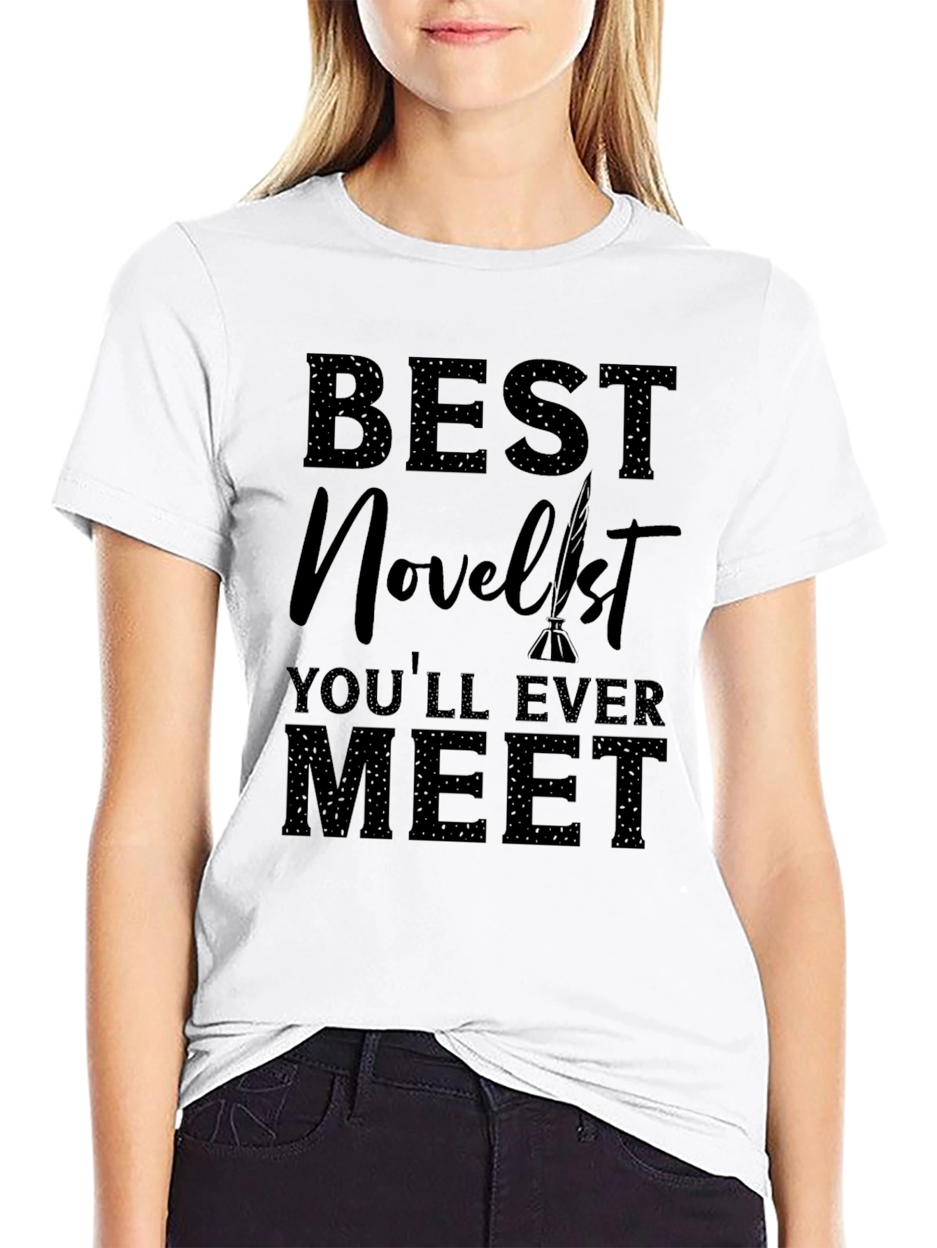 Best Novelist Ever Meet Black Graphic Tee