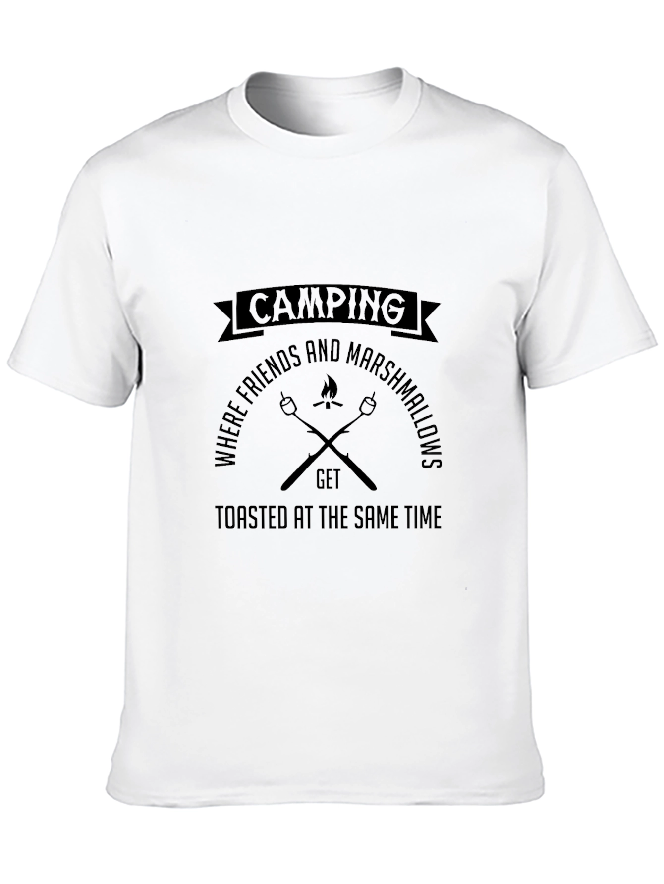 Camping Friends & Marshmallows Black T-Shirt