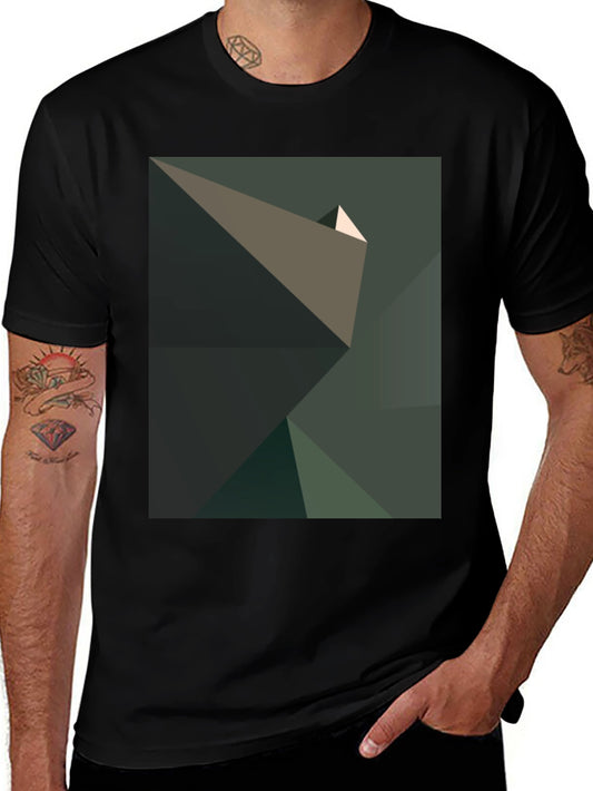 Abstract Geometric Graphic Print Black T-Shirt