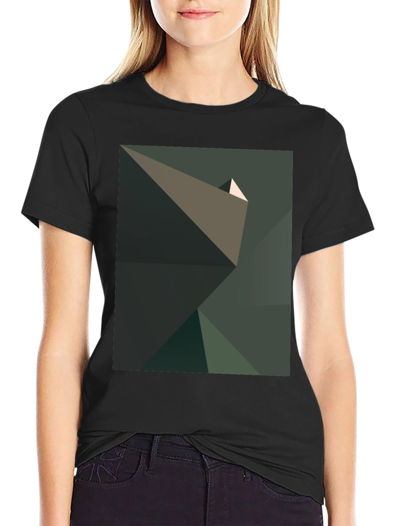 Abstract Geometric Graphic Print Black T-Shirt